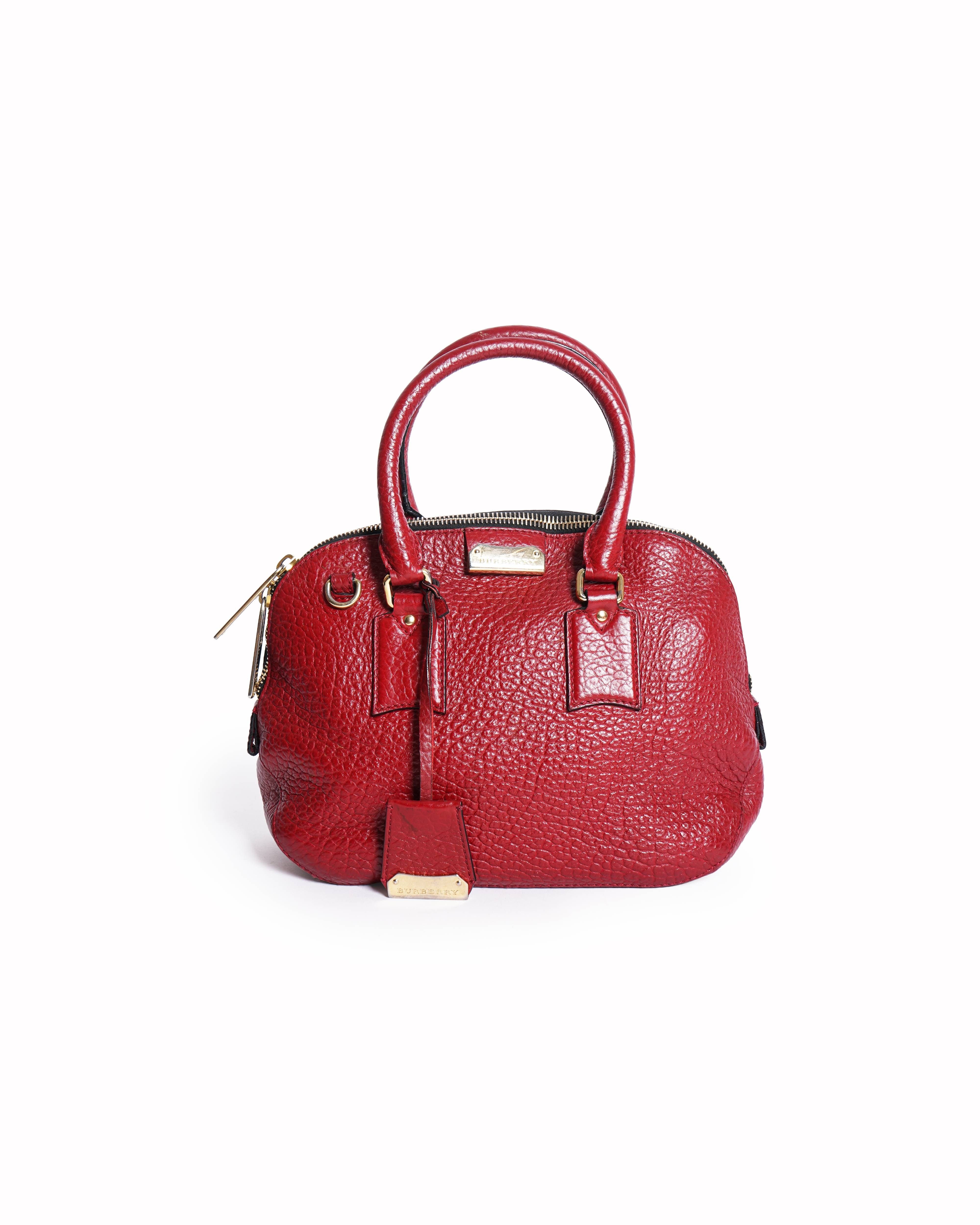 Burberry heritage grain leather small bowling bag