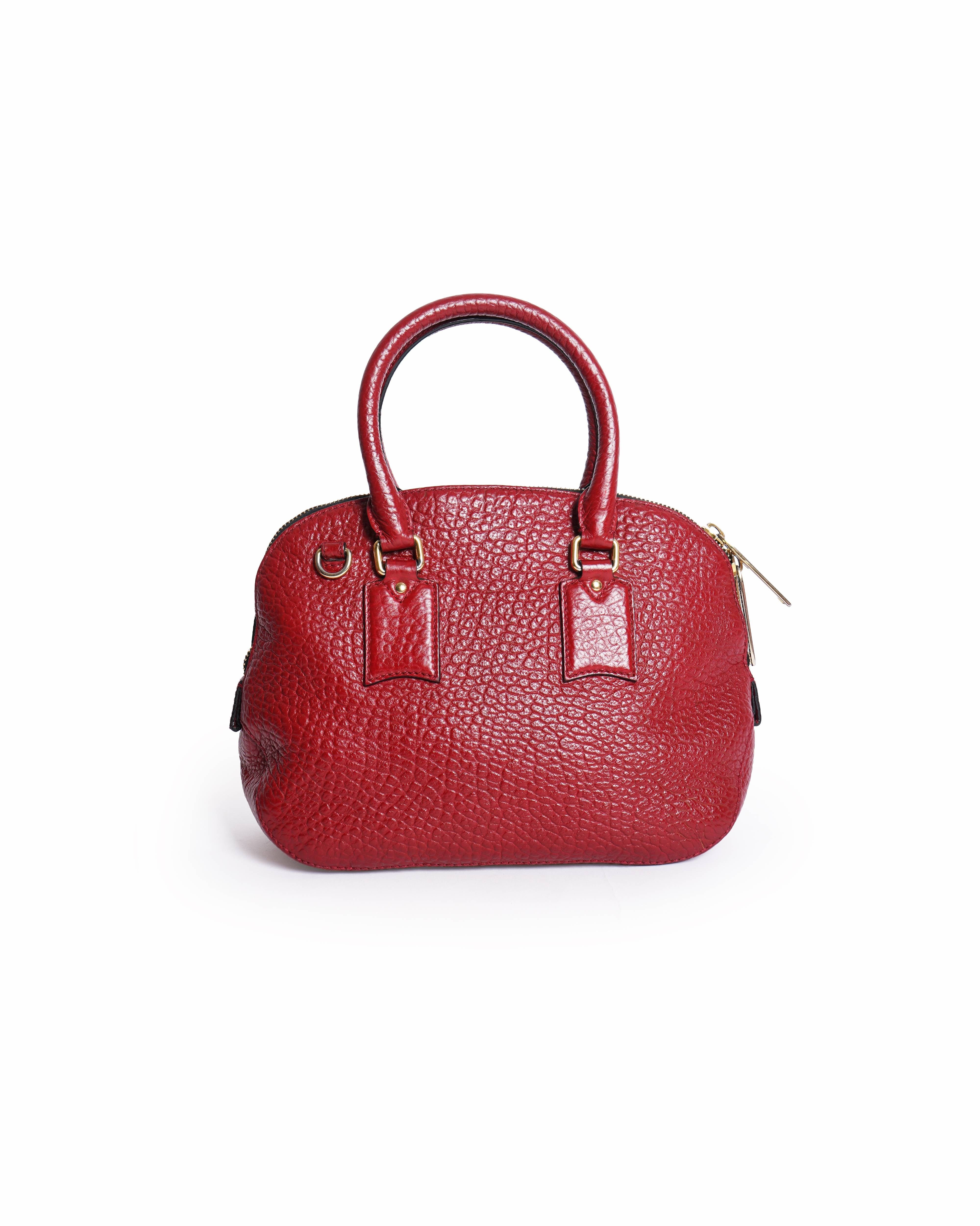 Burberry heritage grain leather small bowling bag