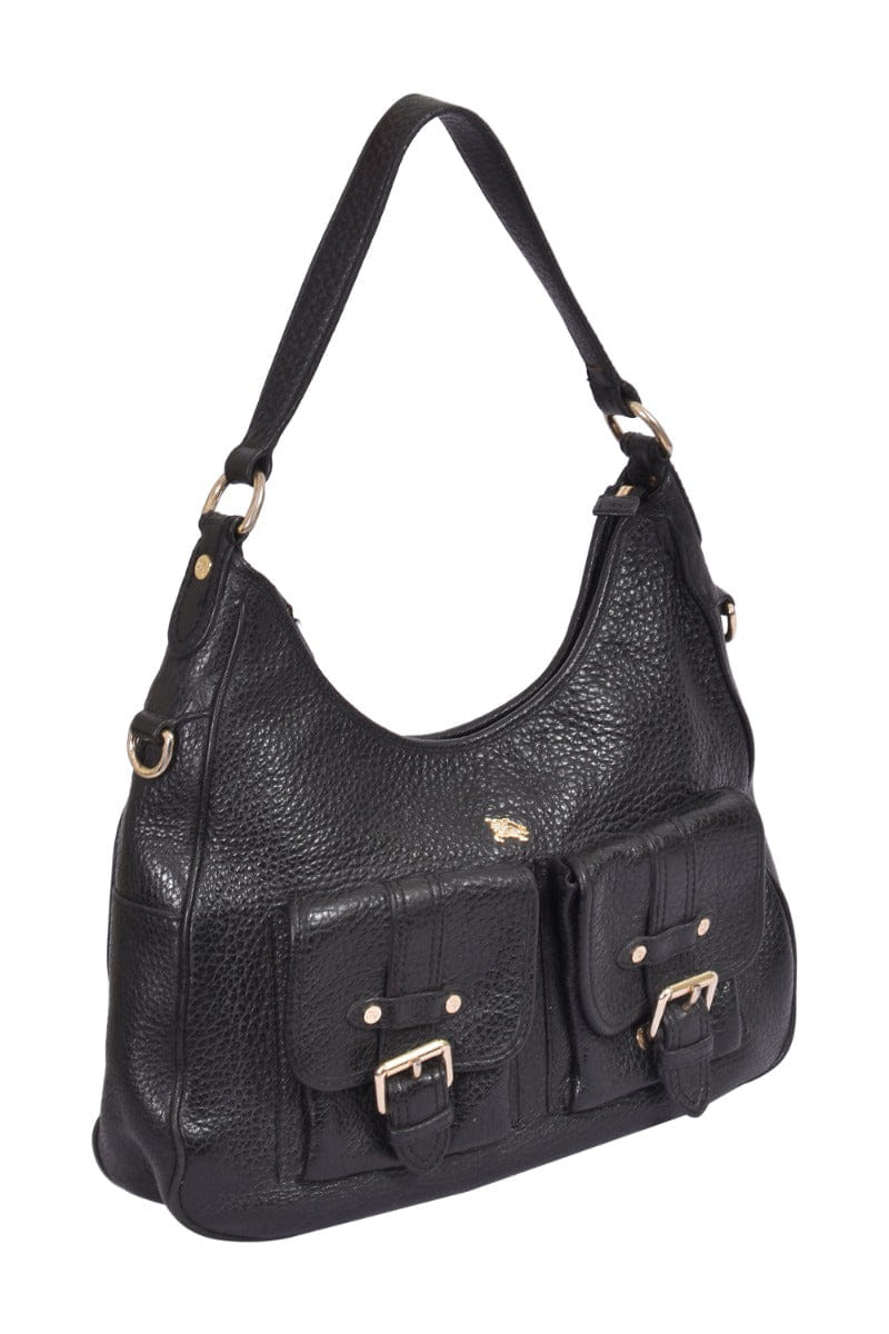 Burberry Black Grained Calfskin Shoulder Bag