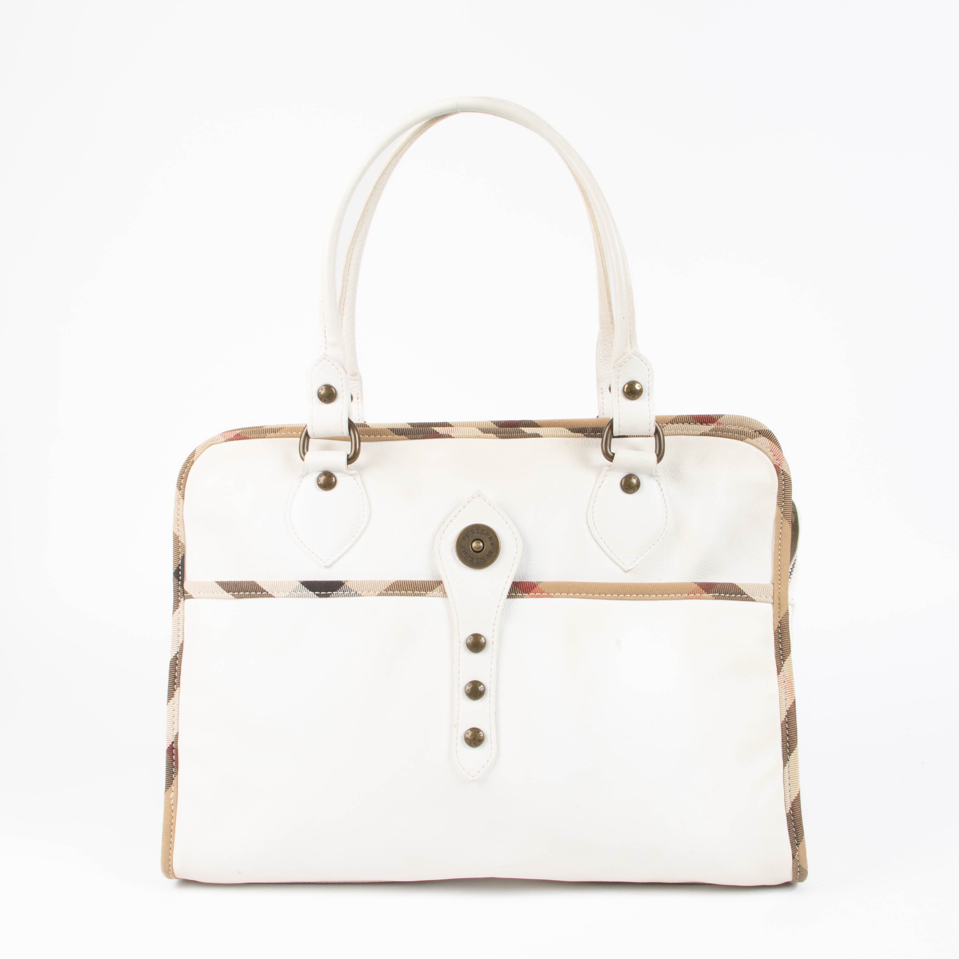 Burberry White Leather Shoulder Bag