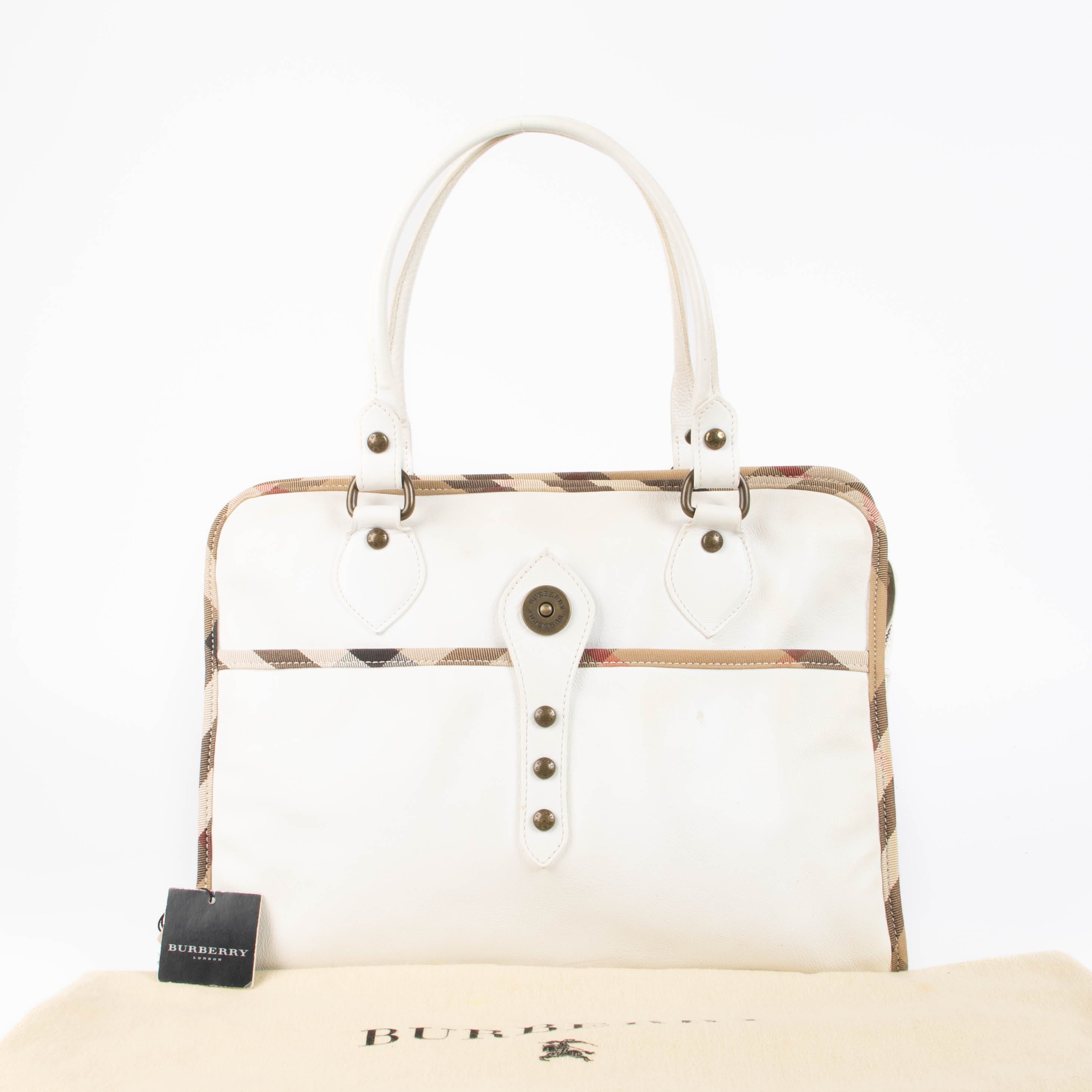 Burberry White Leather Shoulder Bag