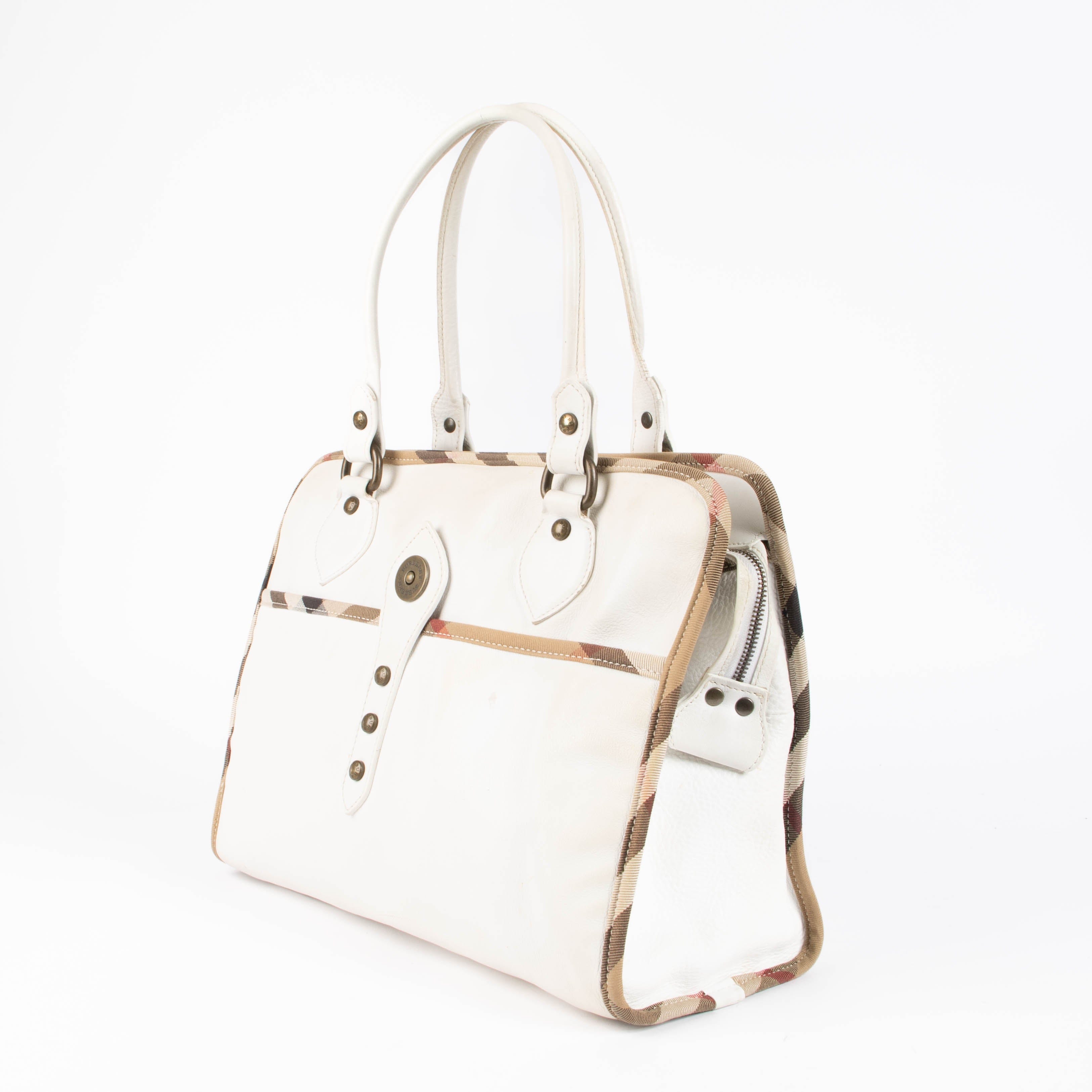 Burberry White Leather Shoulder Bag