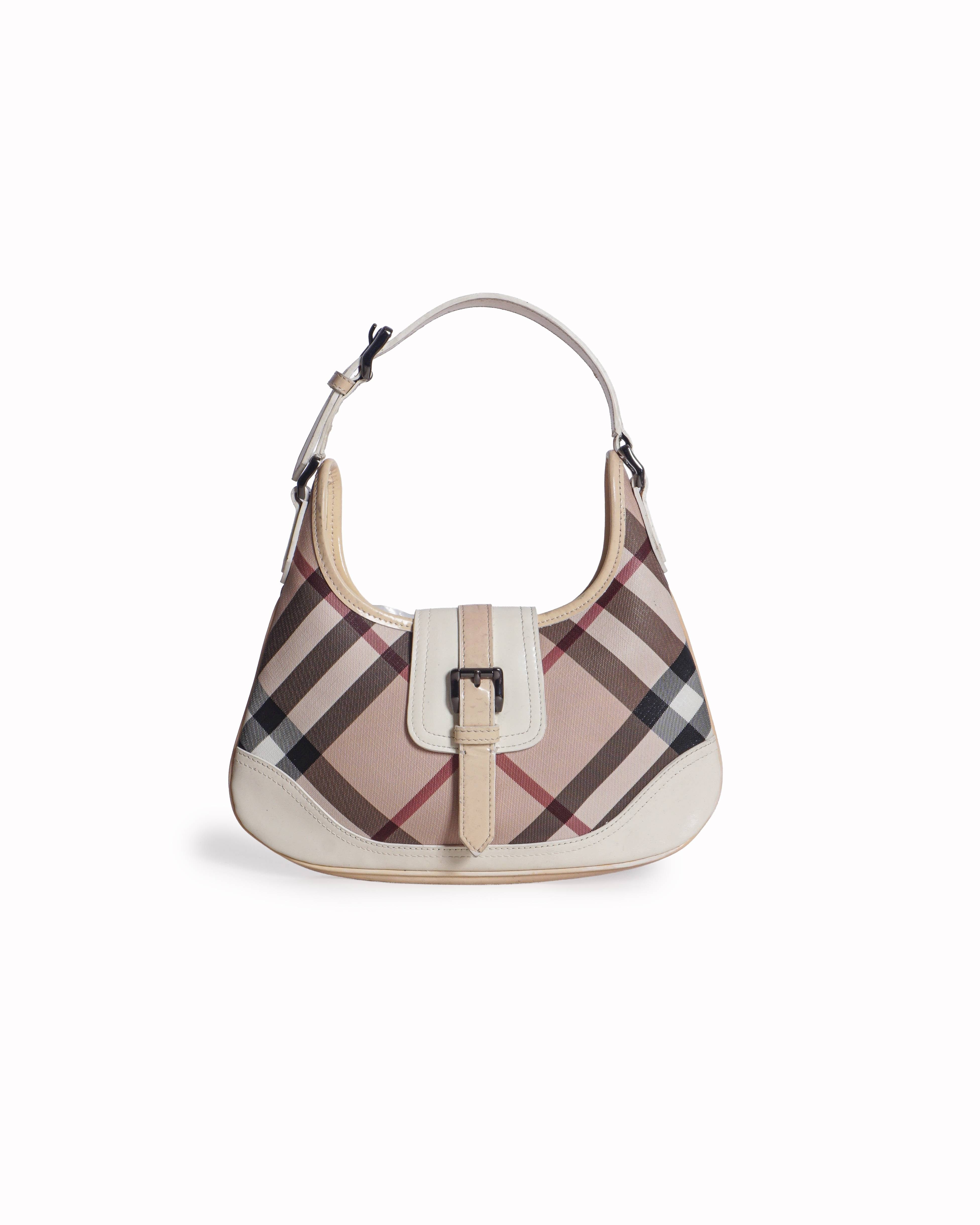 Burberry Vintage Nova Check Buckle Hobo Shoulder Bag