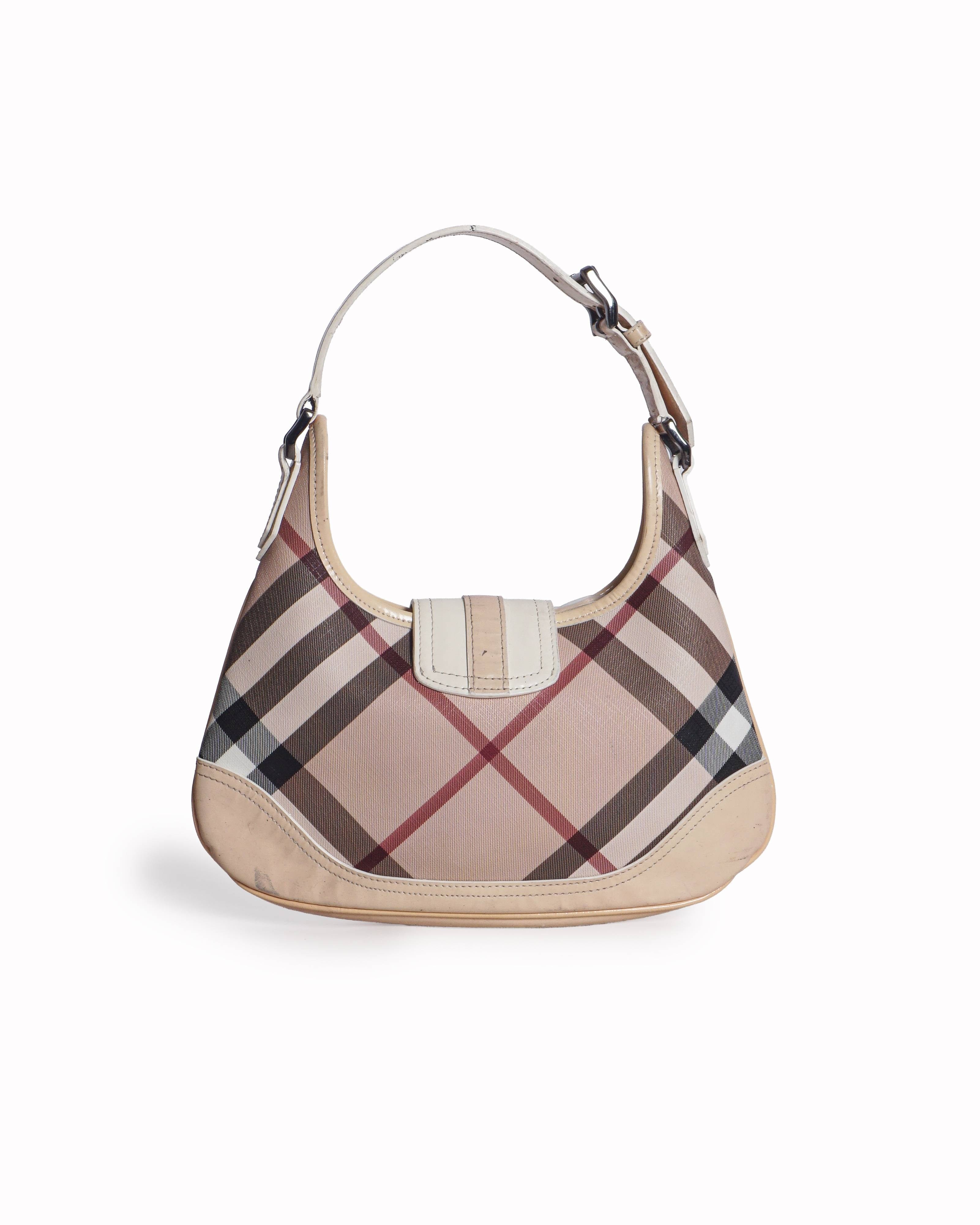 Burberry Vintage Nova Check Buckle Hobo Shoulder Bag