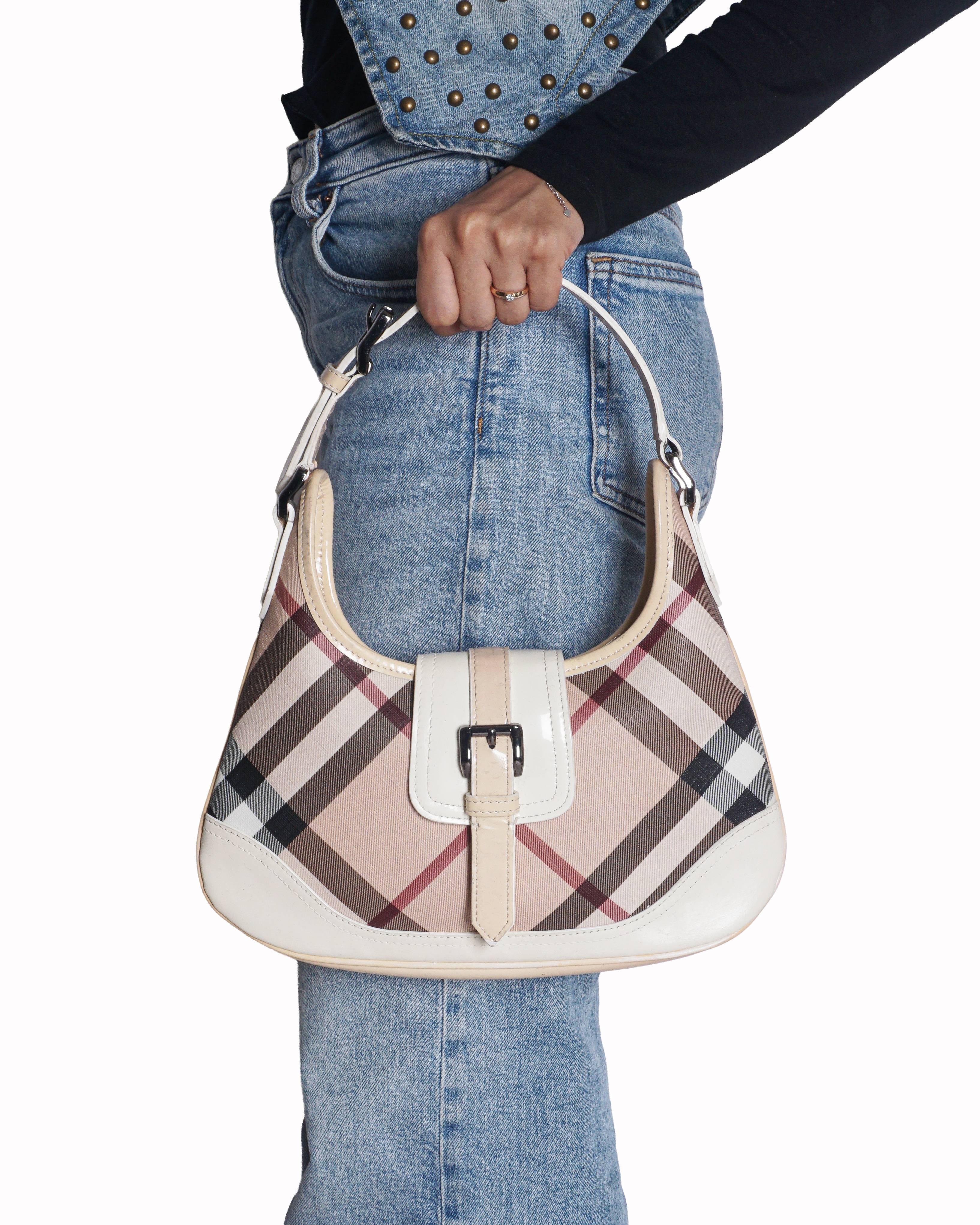 Burberry Vintage Nova Check Buckle Hobo Shoulder Bag