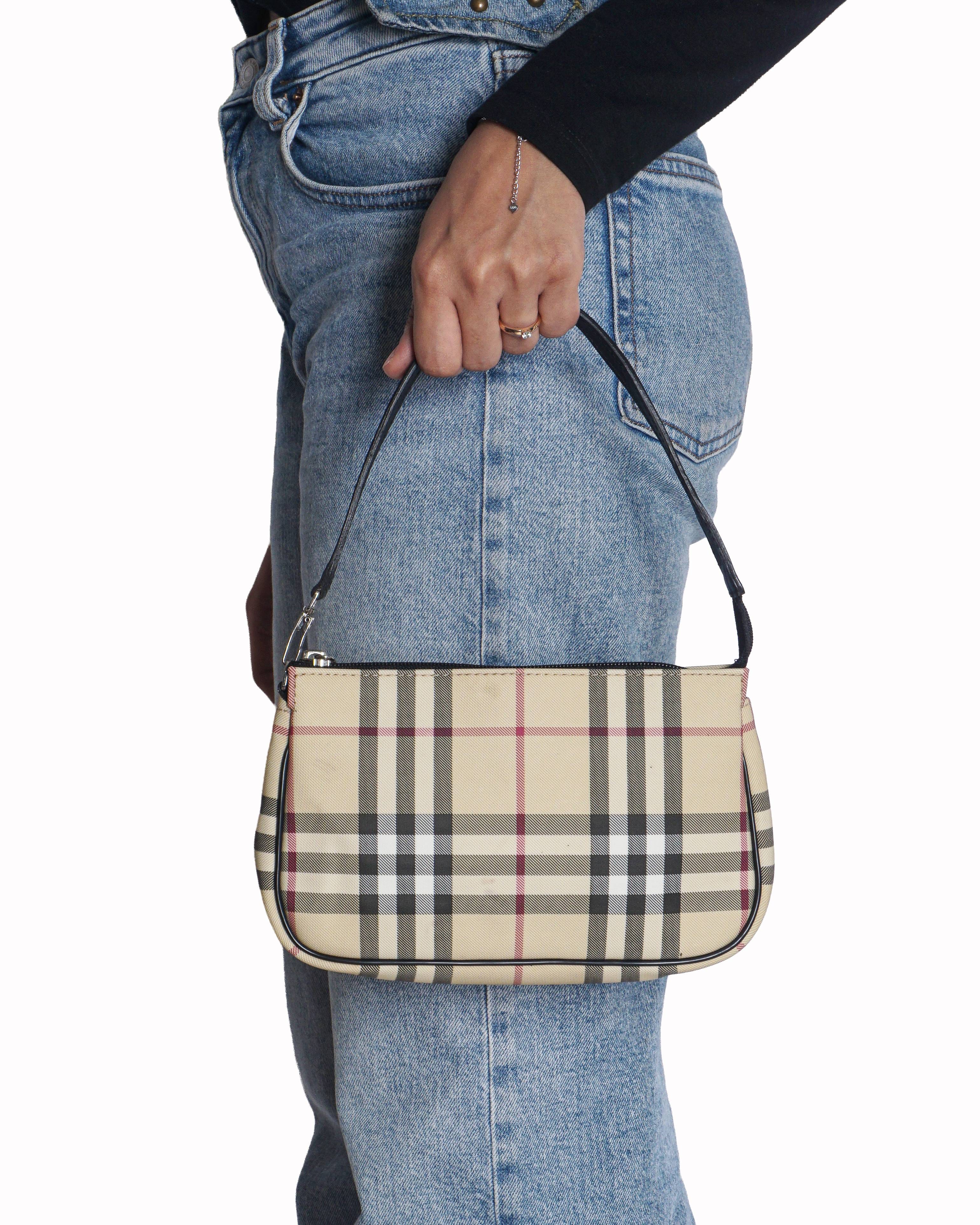 Burberry Vintage Nova Check Canvas Pochette Shoulder Bag