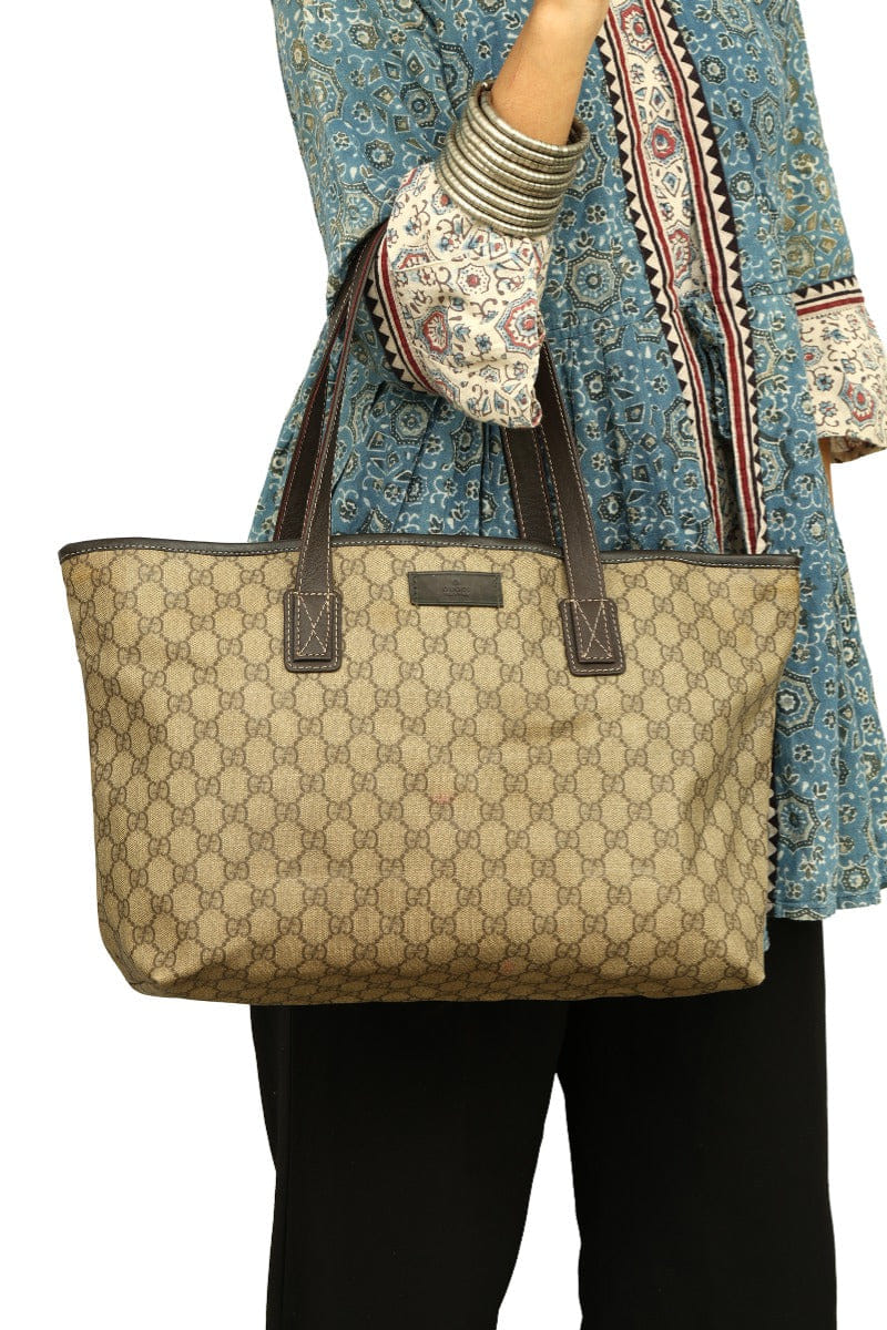 Supreme Guccigg Supreme Canvas And Leather Tote Bag