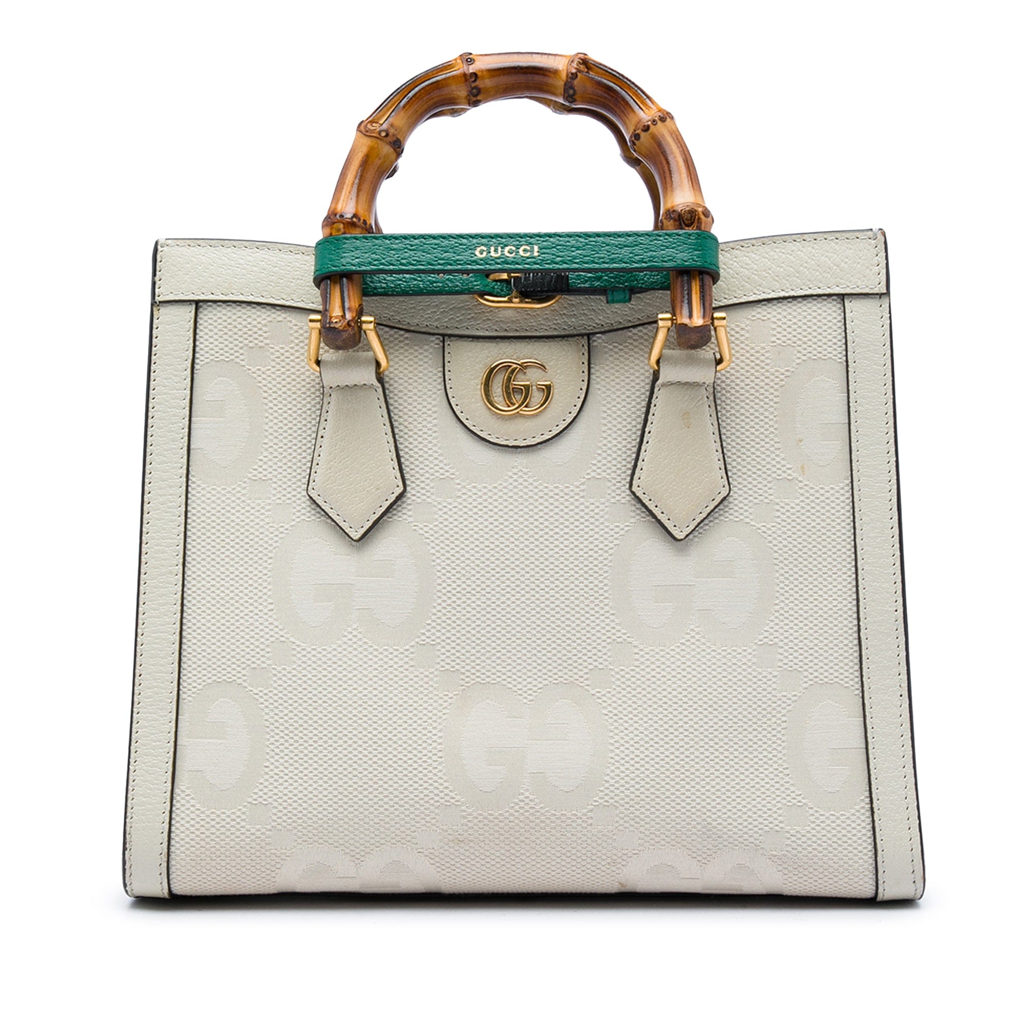 Gucci Medium Jumbo GG Canvas Bamboo Diana Satchel