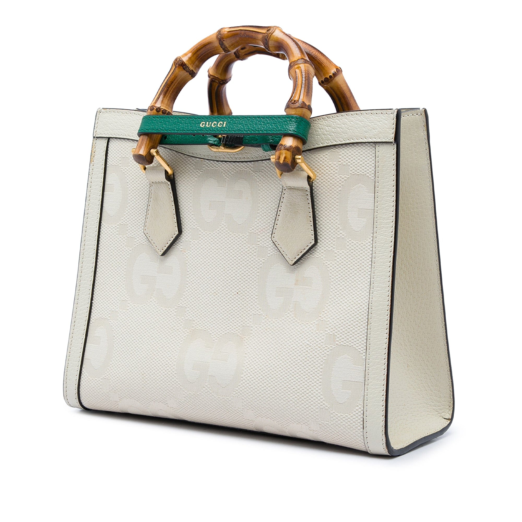 Gucci Medium Jumbo GG Canvas Bamboo Diana Satchel