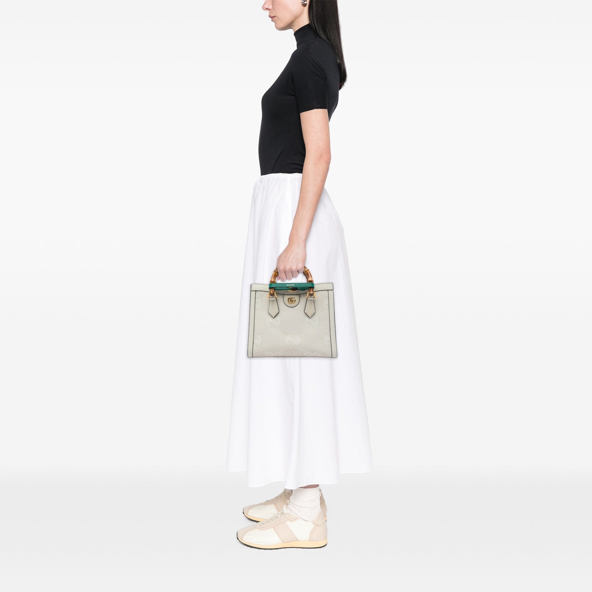 Gucci Medium Jumbo GG Canvas Bamboo Diana Satchel