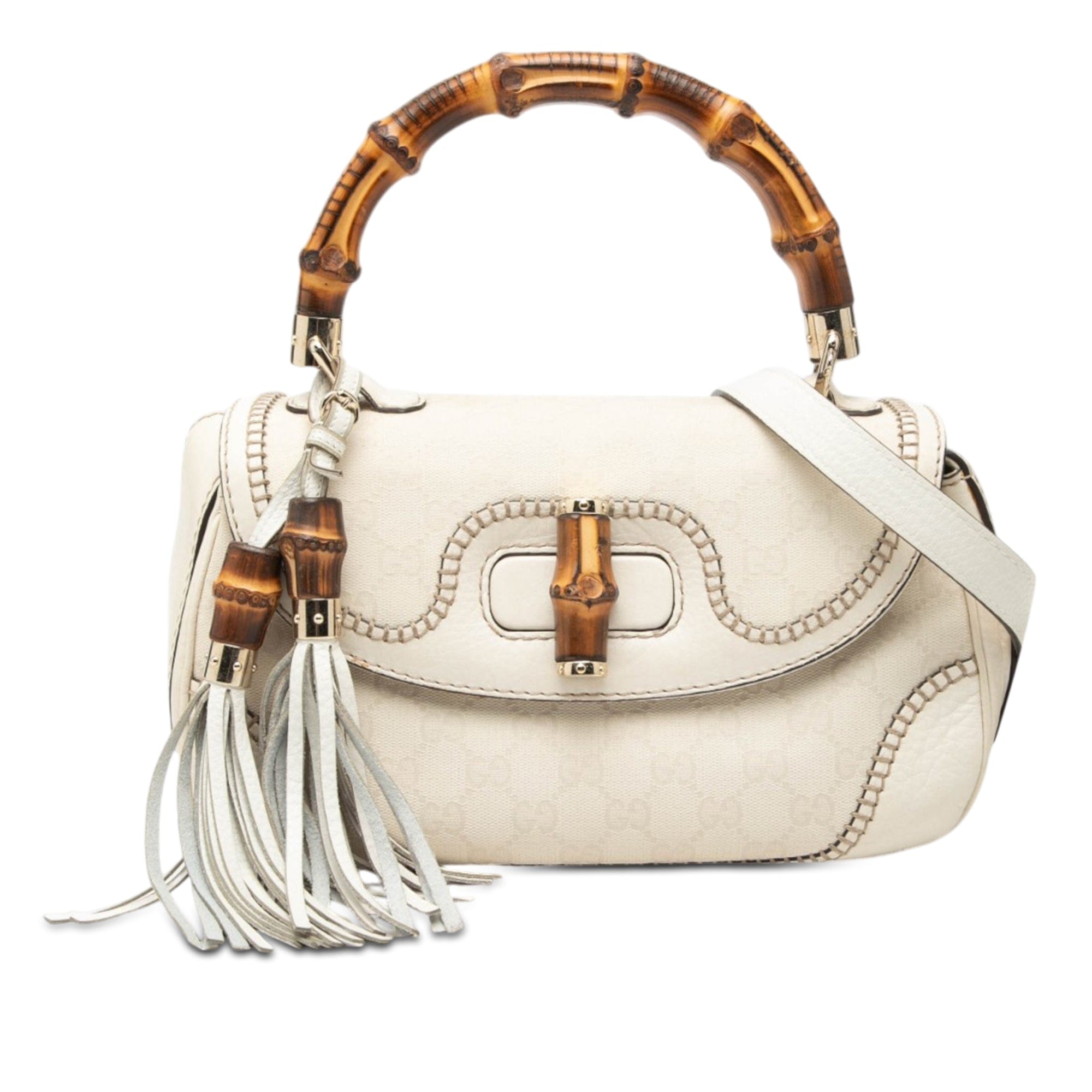 Gucci Medium GG Canvas New Bamboo Satchel