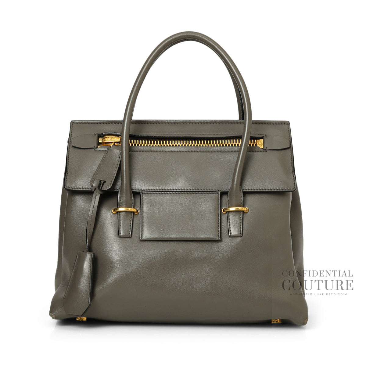 TOM FORD Grey Small Icon Leather Tote