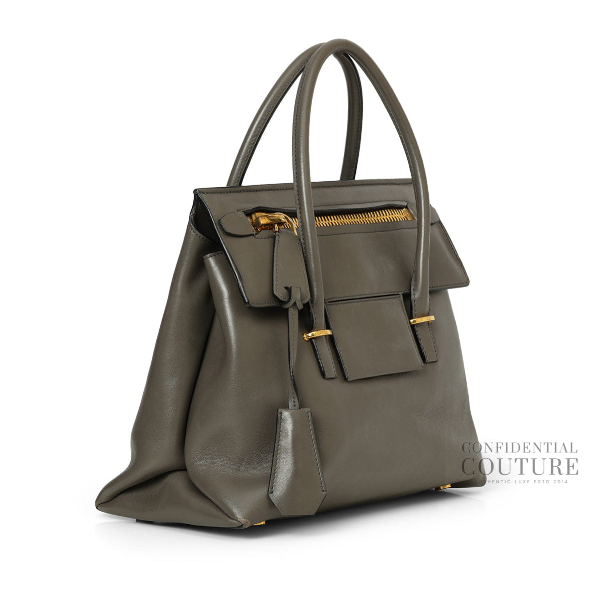TOM FORD Grey Small Icon Leather Tote