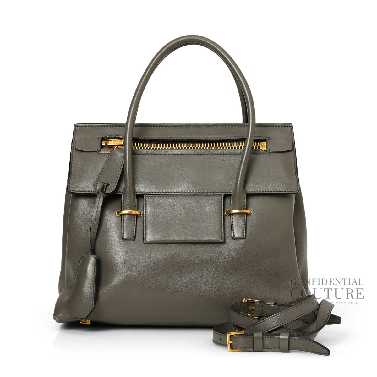 TOM FORD Grey Small Icon Leather Tote