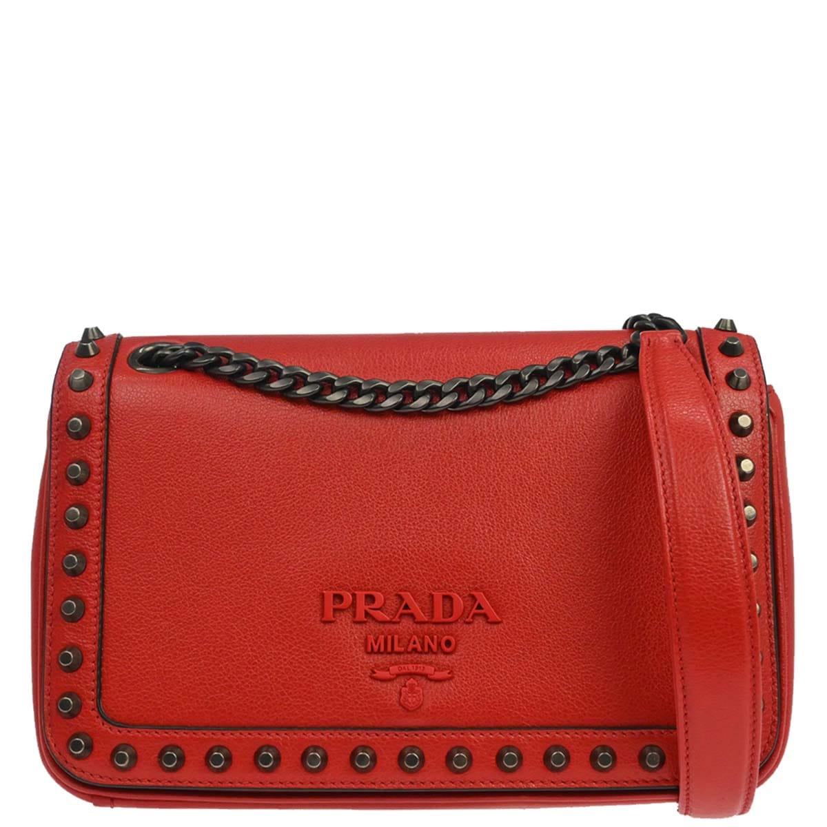 Prada Red Leather Chain Shoulder Bag