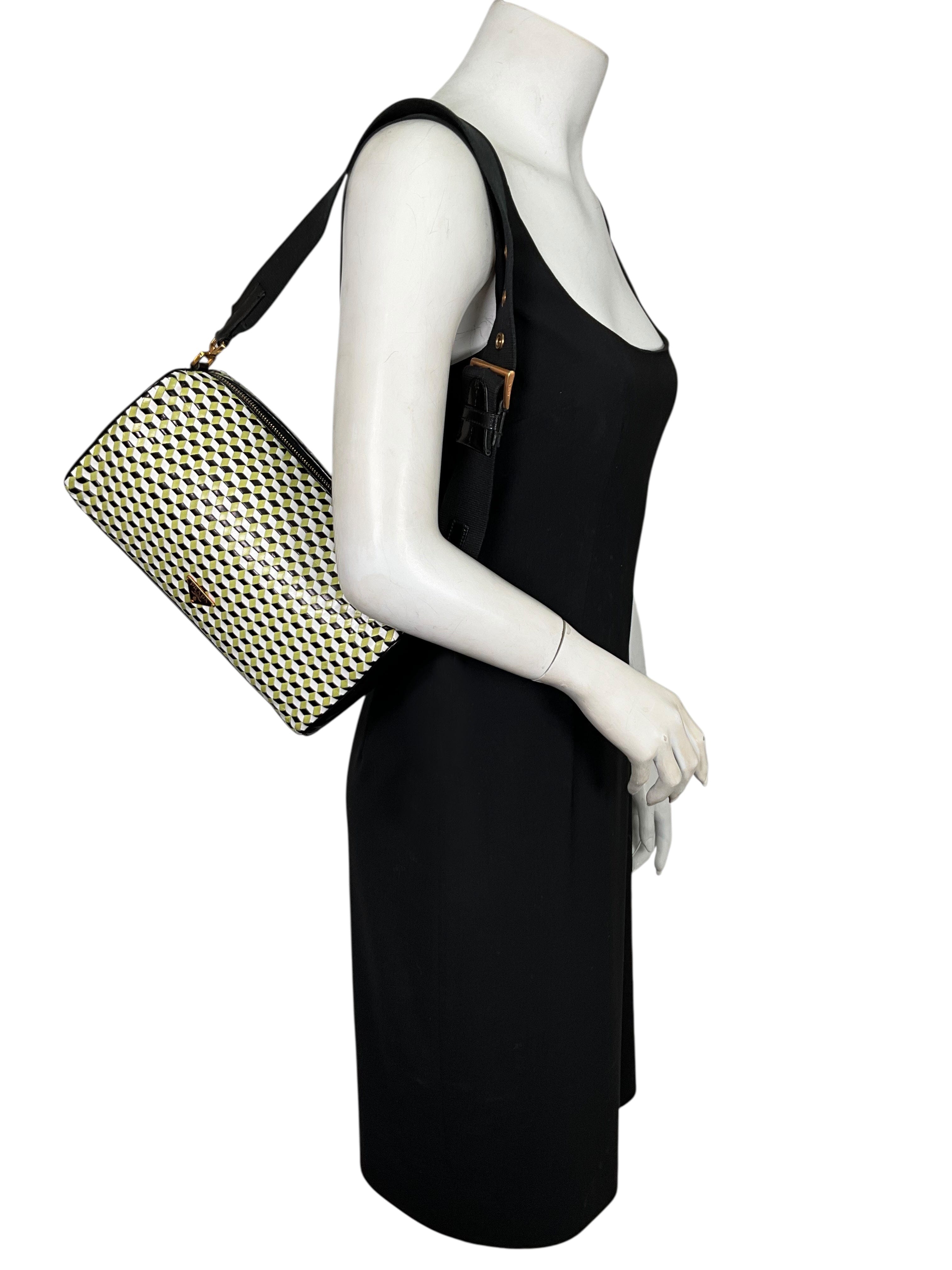 Prada Perspective Cubes Leather Bag