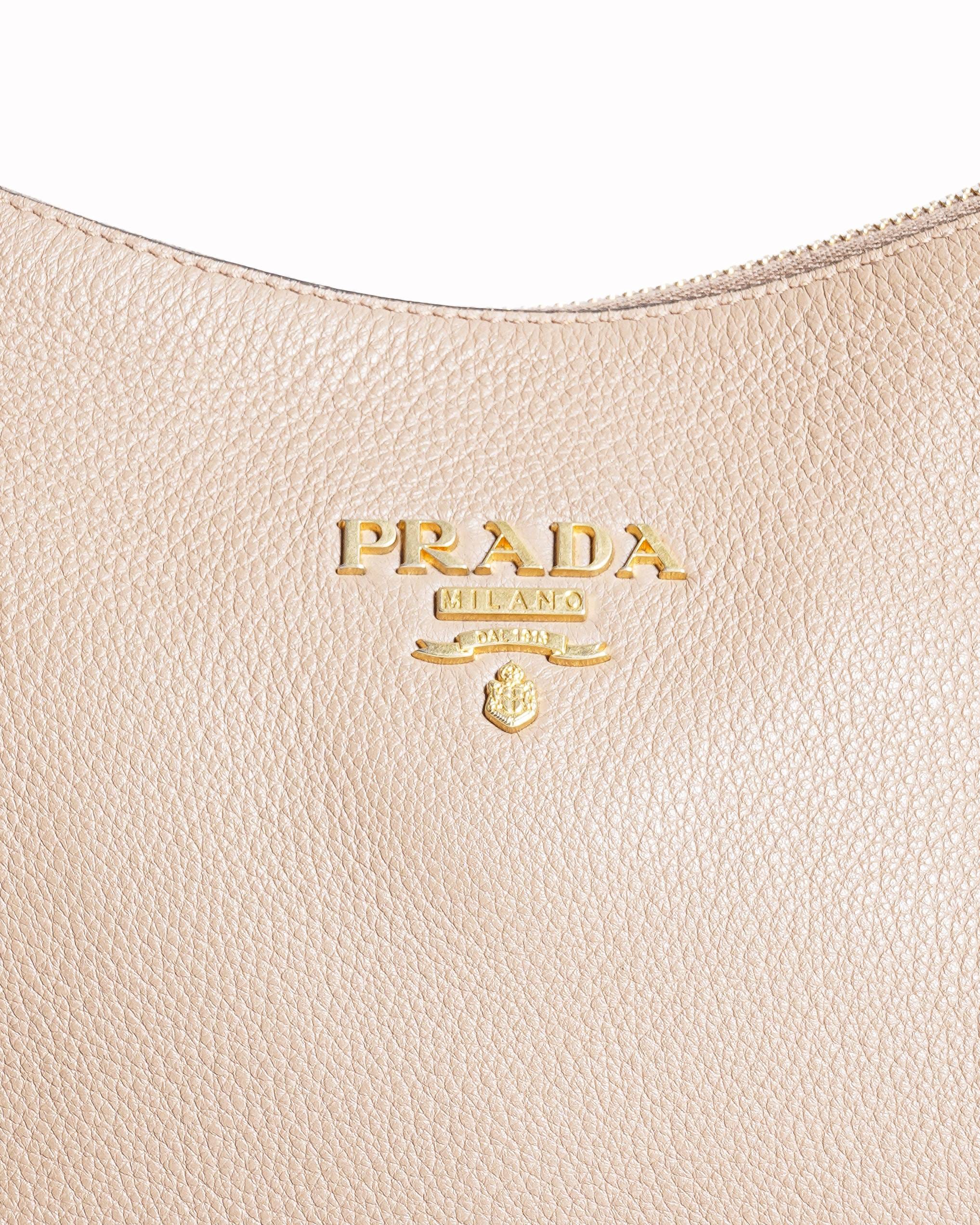 Prada Beige Vitello Phenix leather shoulder bag