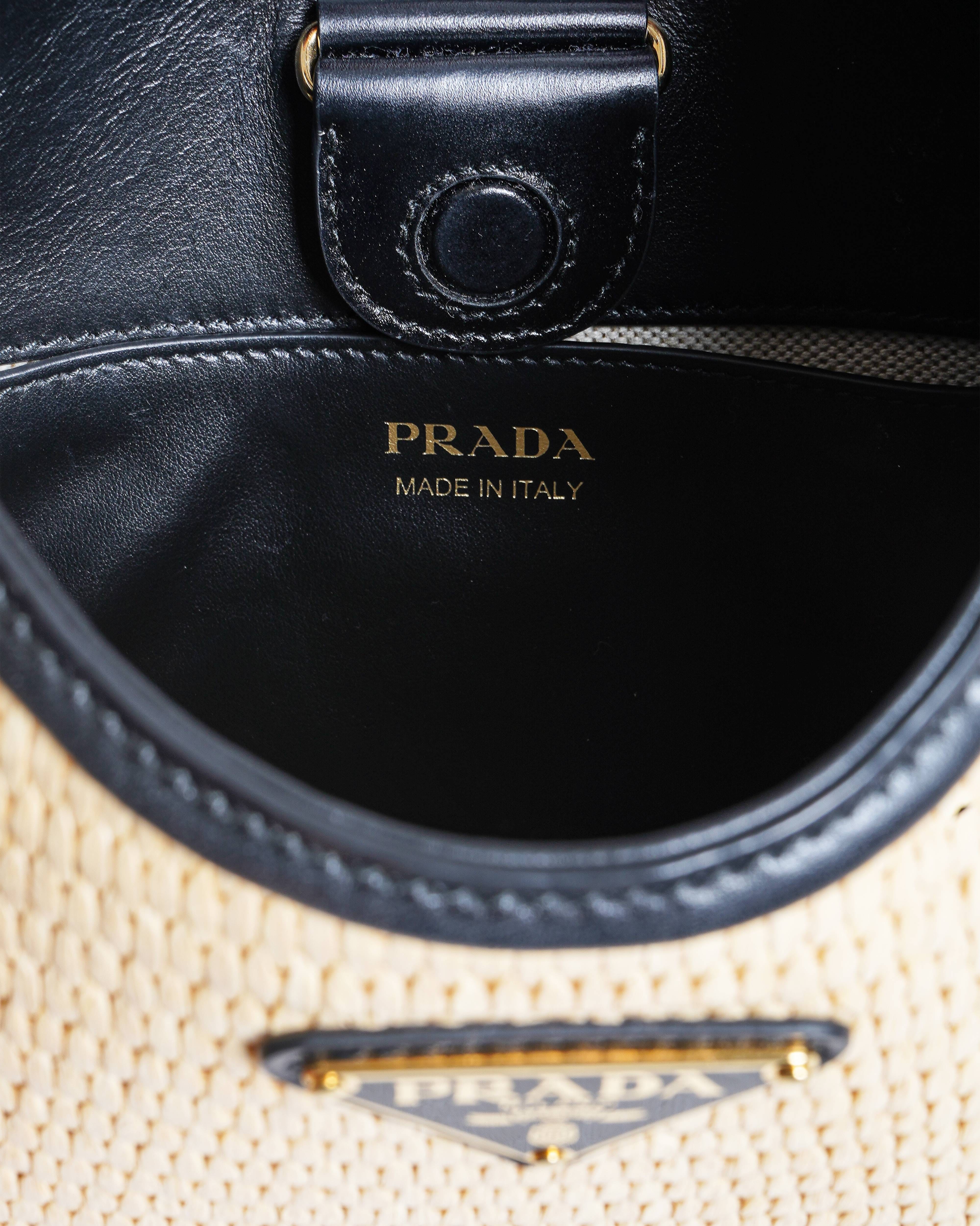 Prada Cleo Raffia and Leather Shoulder Bag