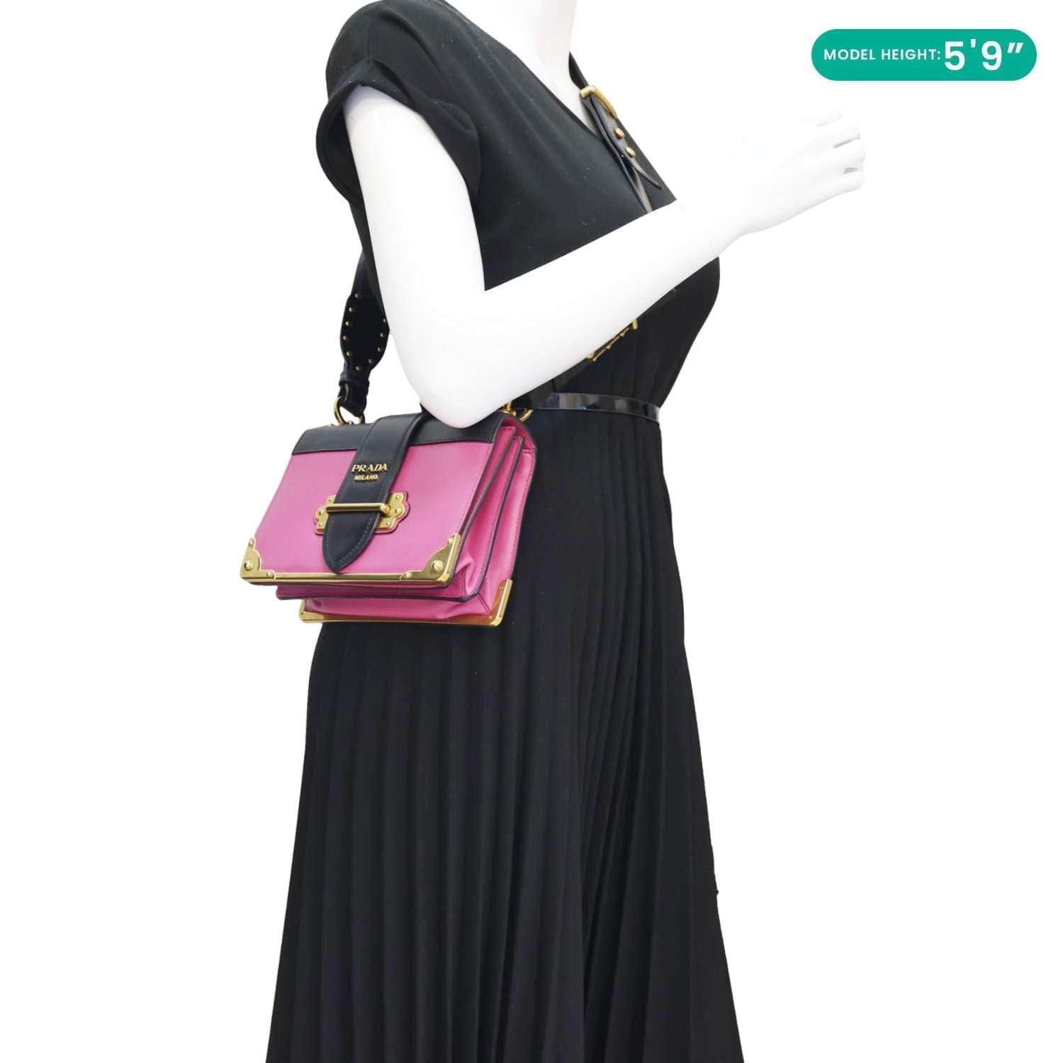 PRADA Cahier City Calf Saffiano Leather Shoulder Bag Pink
