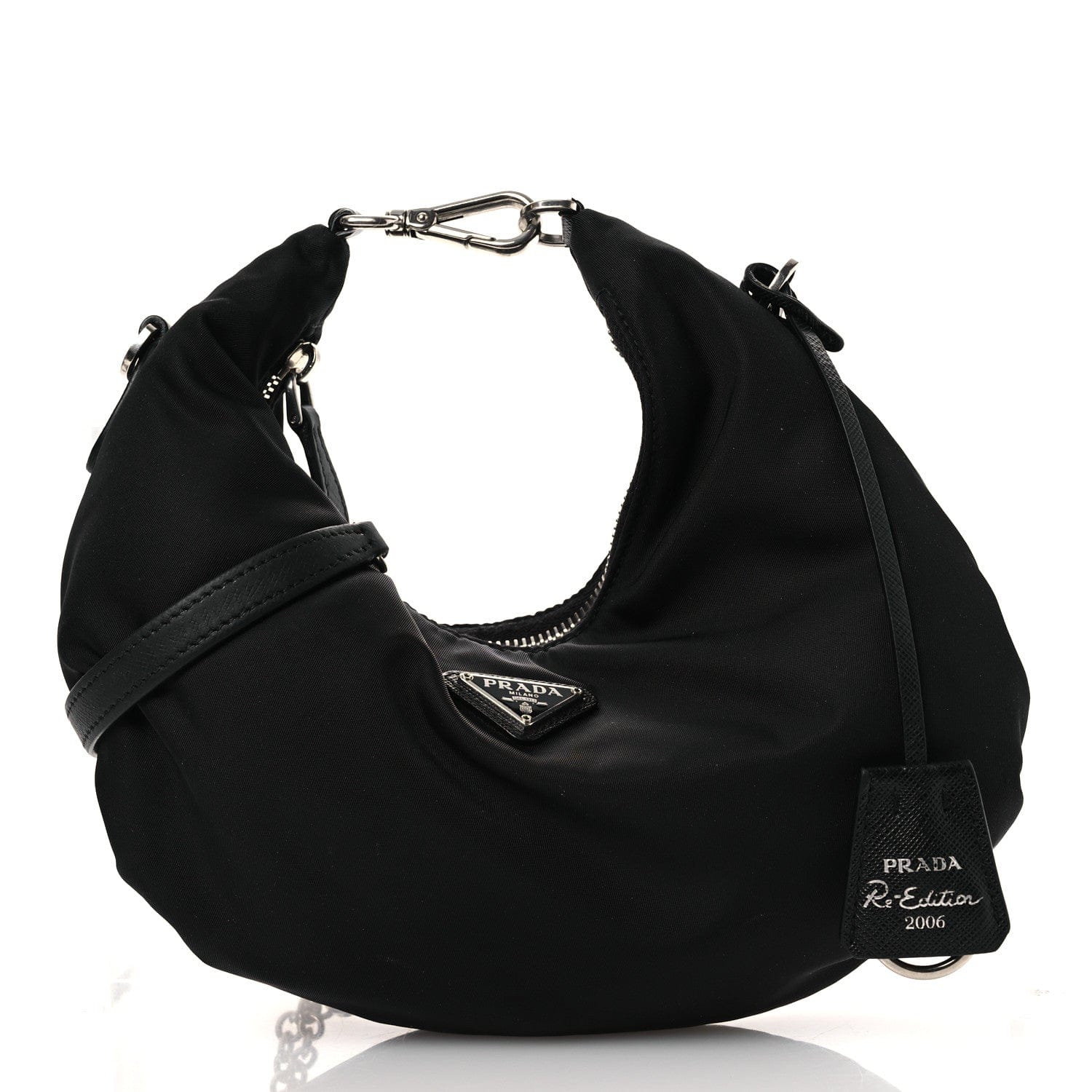 Prada Tessuto Nylon Saffiano Re - Edition 2006 Shoulder Bag Black Black