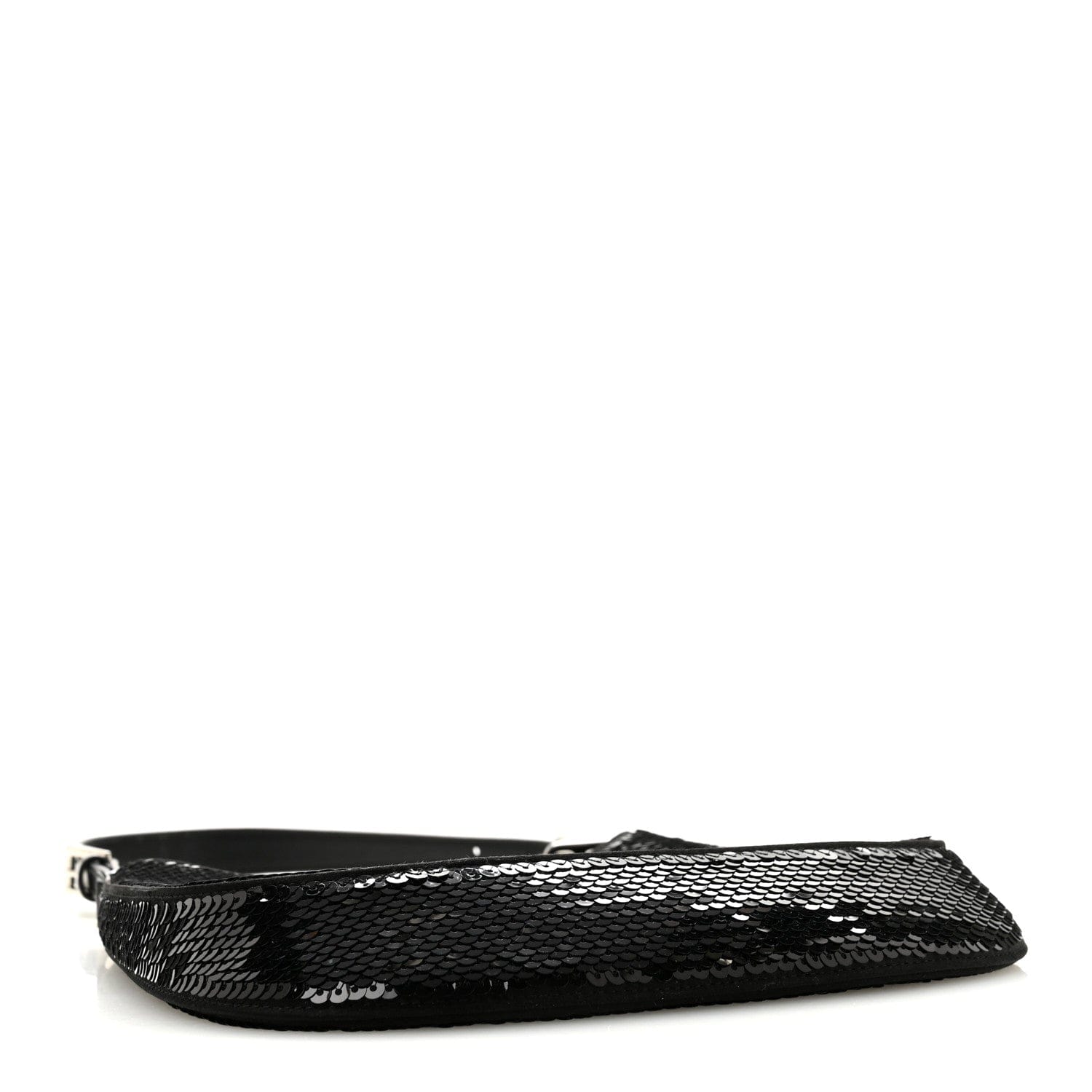 Prada Paillettes Sequin Logo Cleo Adjustable Strap Shoulder Bag Black White
