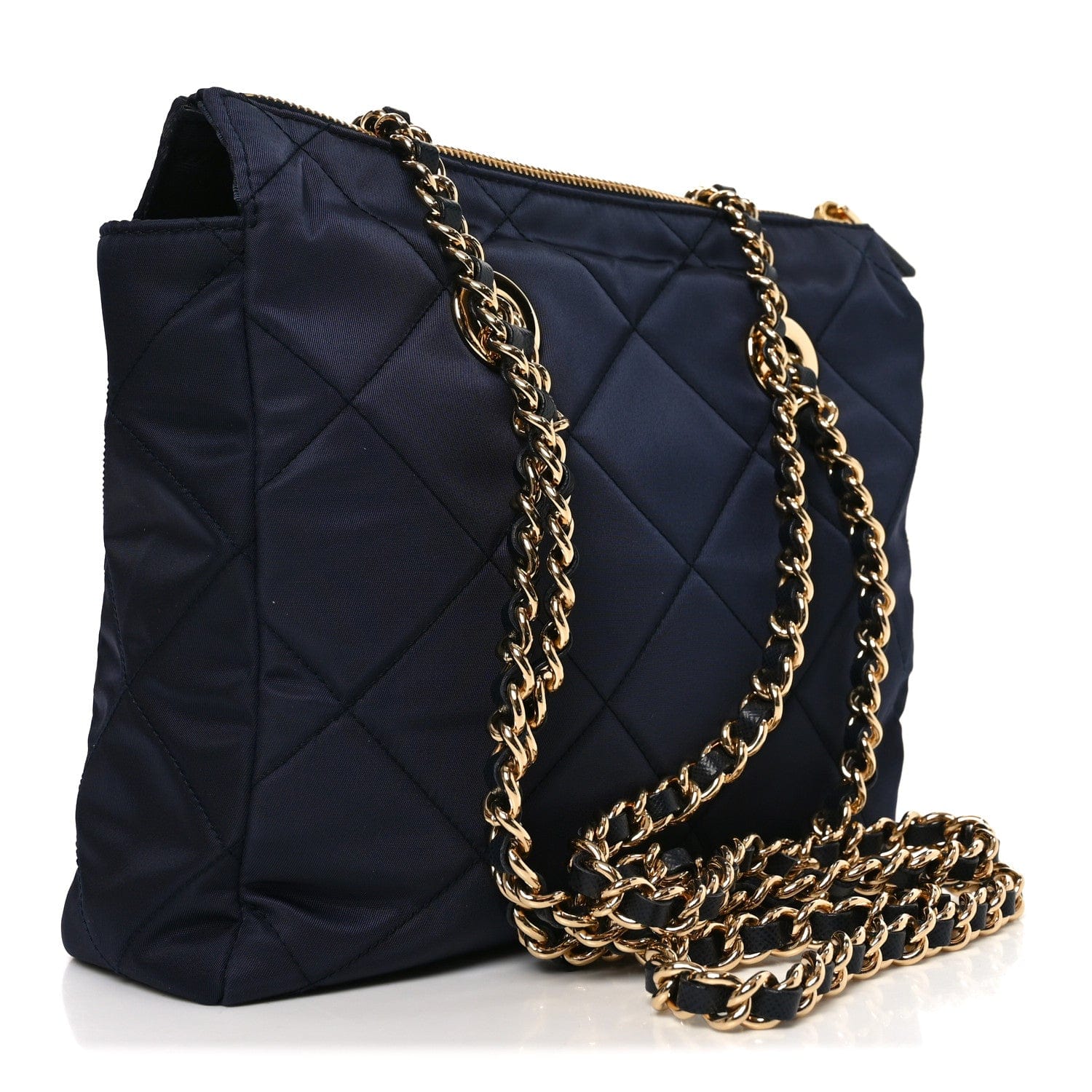 Prada Re - Nylon Saffiano Stitched Re - Edition 1995 Chaine Shoulder Bag Navy