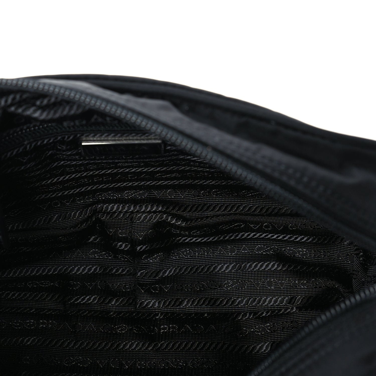 Prada Re - Nylon Vela Saffiano Pocket Double Zip Shoulder Bag Black