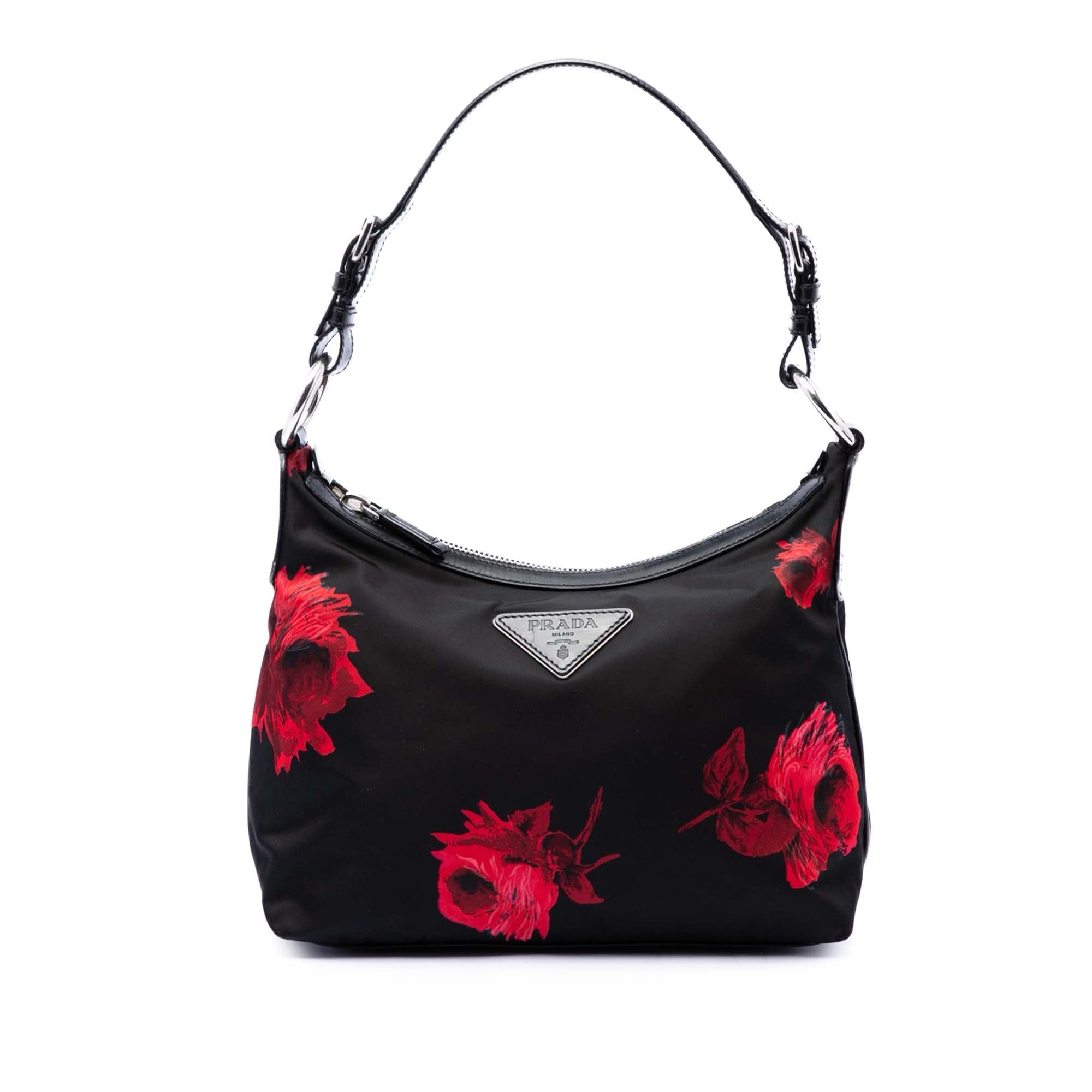 Prada Tessuto Stampato Rose Shoulder Bag