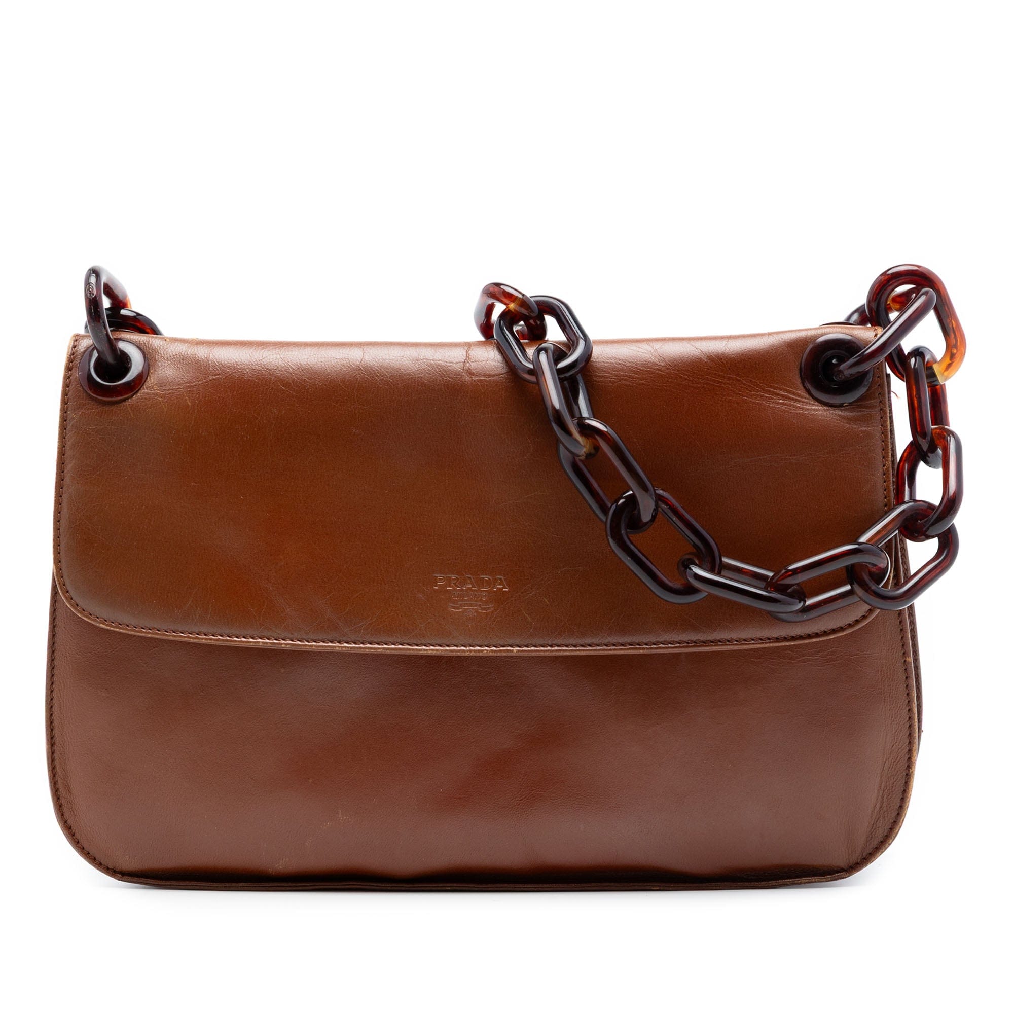 Prada Goatskin Madras Swing Chain Shoulder Bag