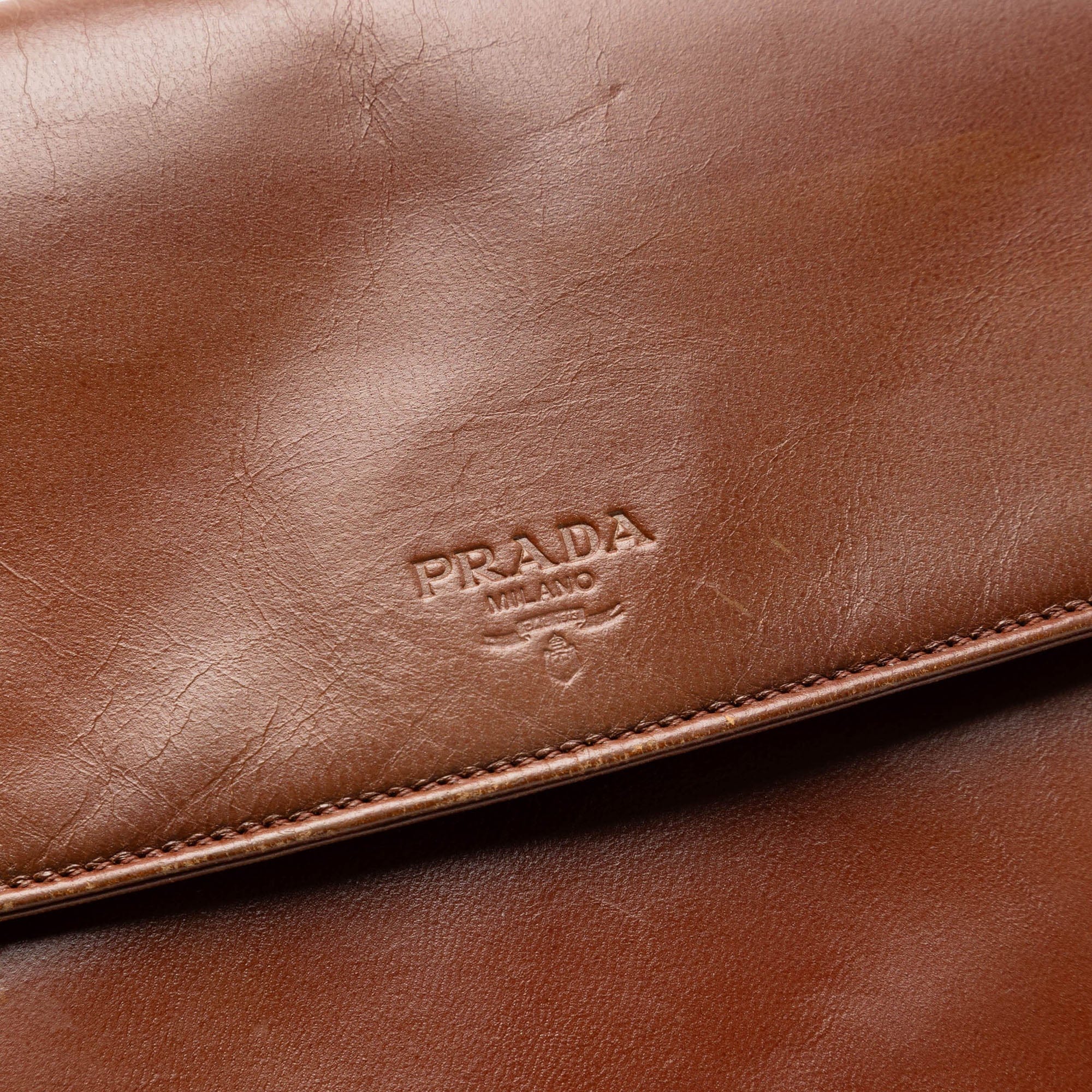 Prada Goatskin Madras Swing Chain Shoulder Bag