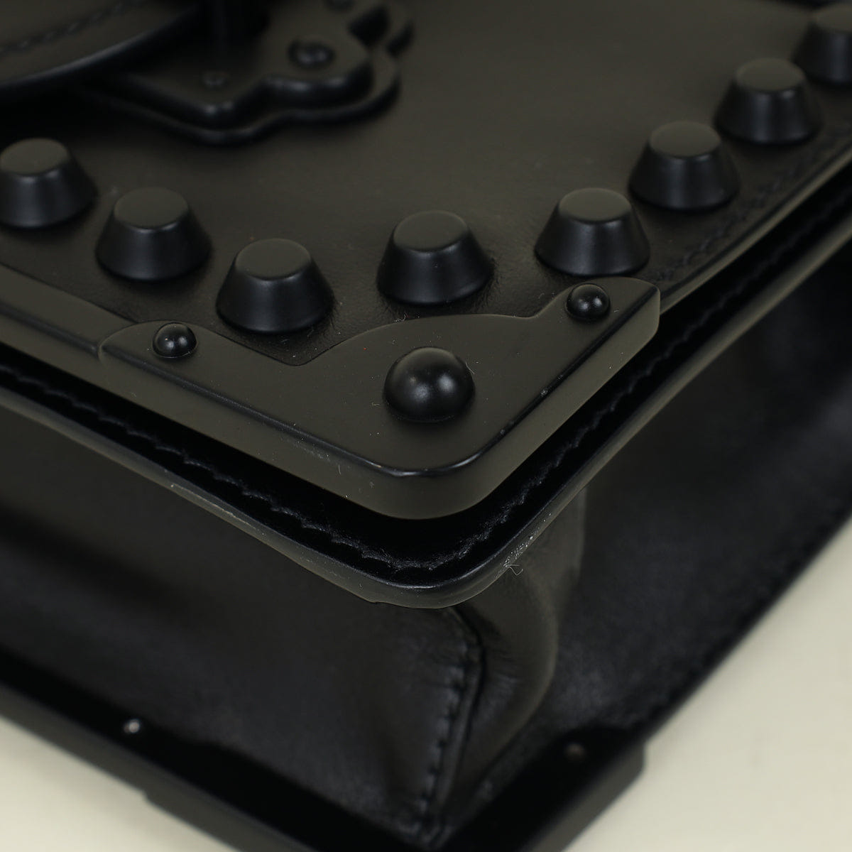 Prada Black Cahier Studded Shoulder Bag