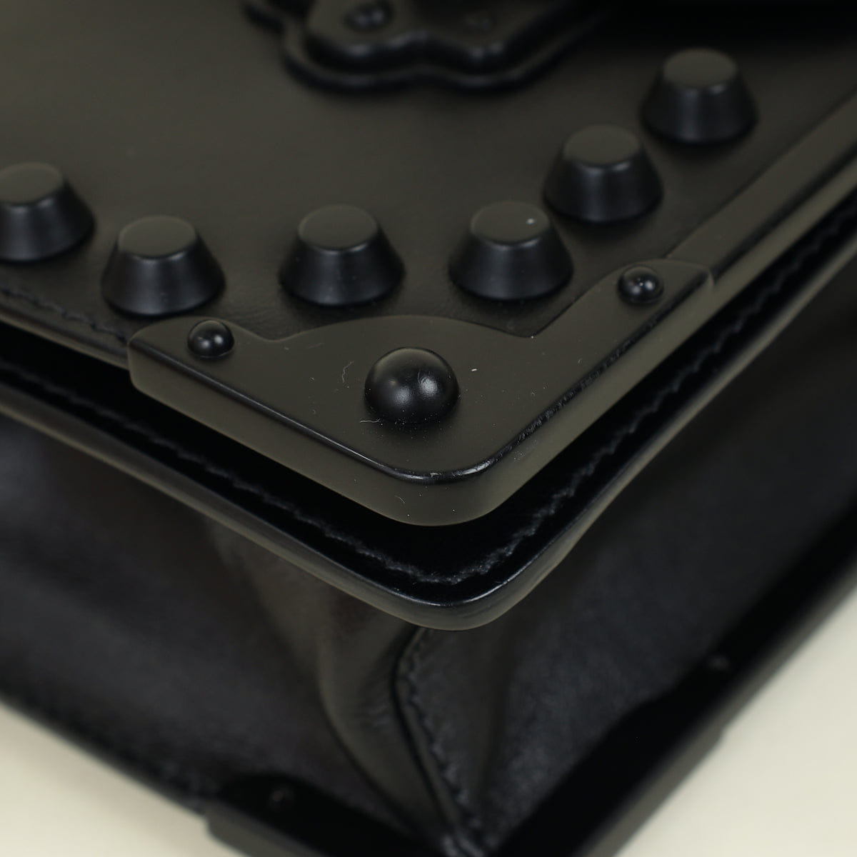 Prada Black Cahier Studded Shoulder Bag