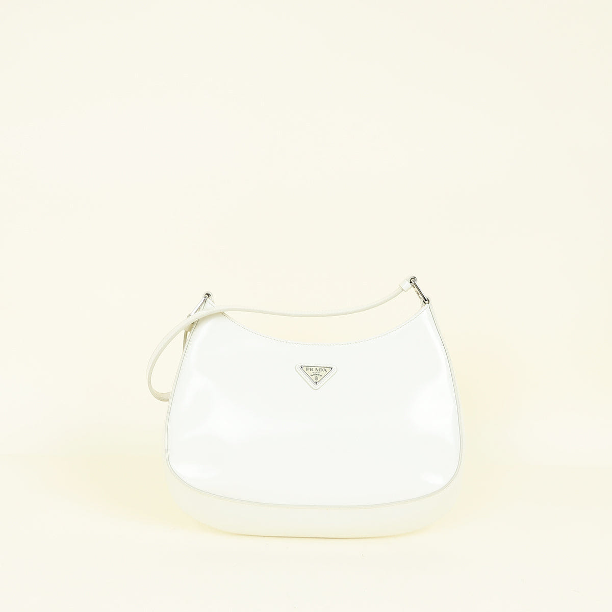 Prada White Cleo Brushed Small Shoulder Bag