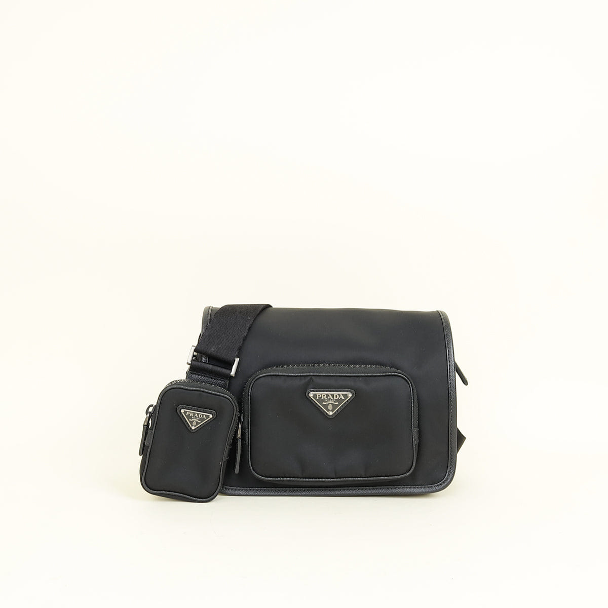 Prada Black Re - Nylon Re - Nylon and Saffiano Shoulder Bag
