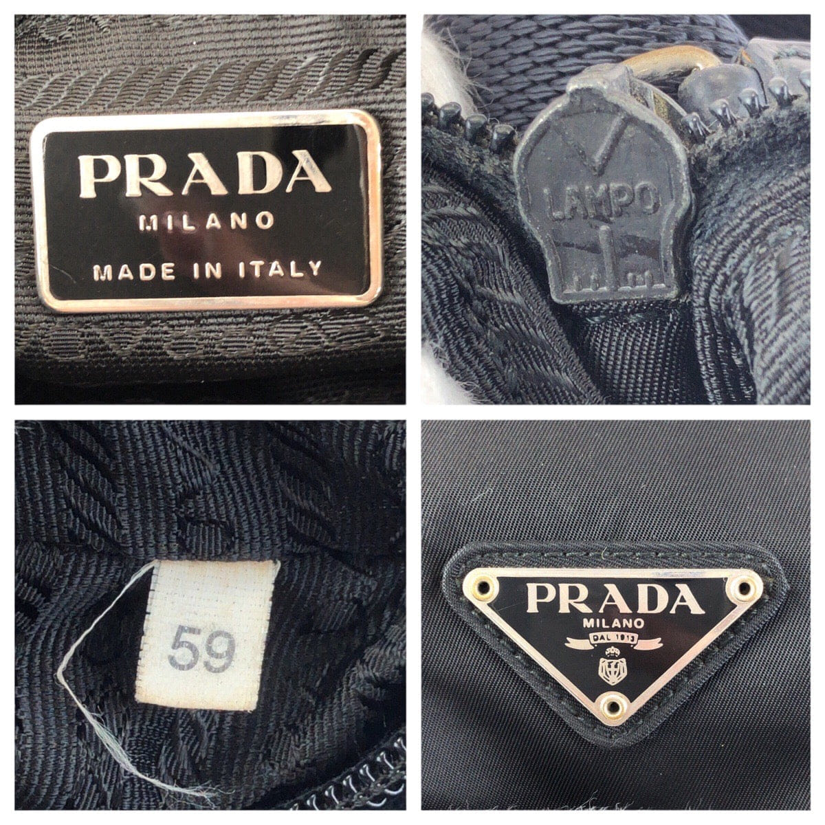 Prada Nylon Leather Tessuto Triangle Logo Shoulder Bag