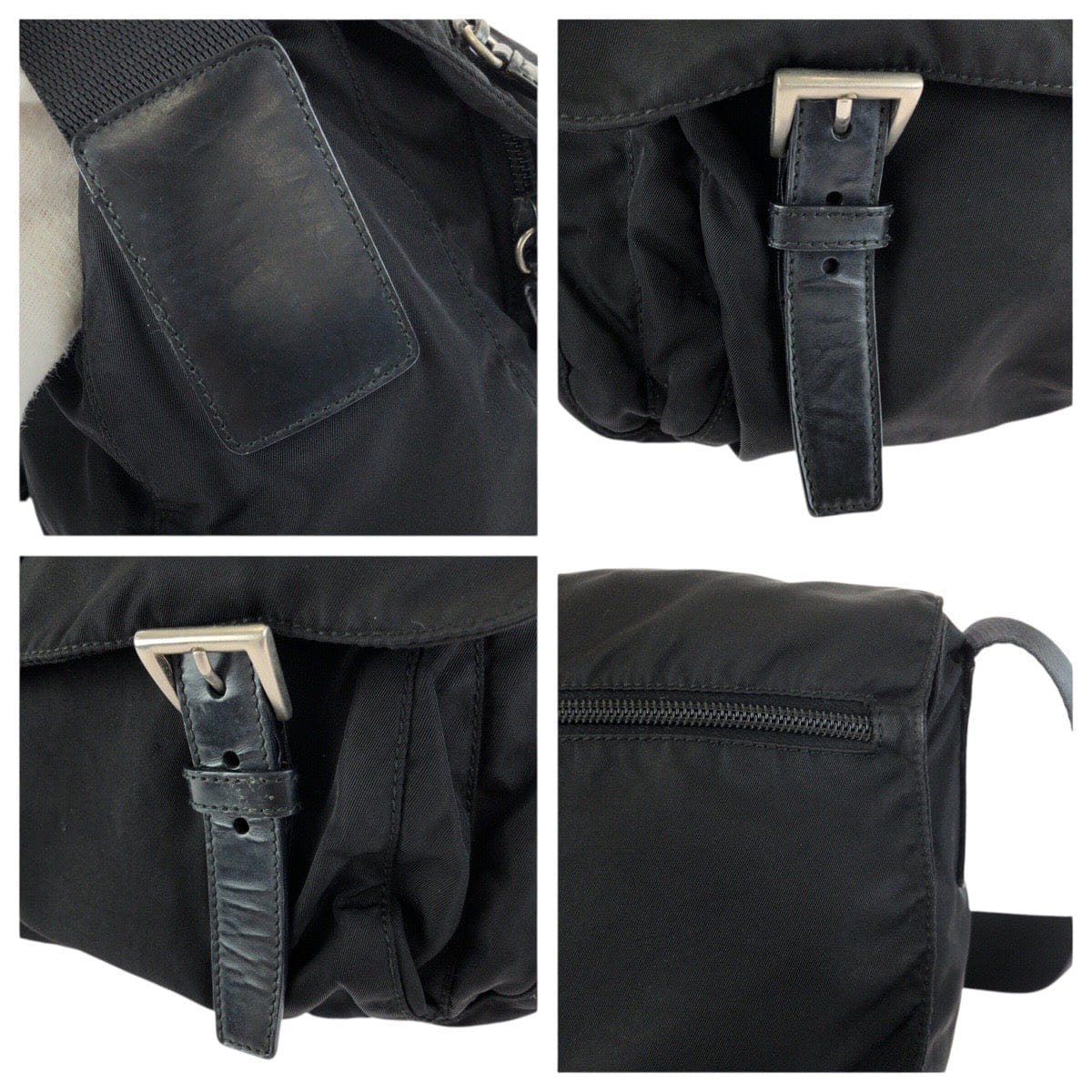 Prada Nylon Leather Tessuto Triangle Logo Shoulder Bag