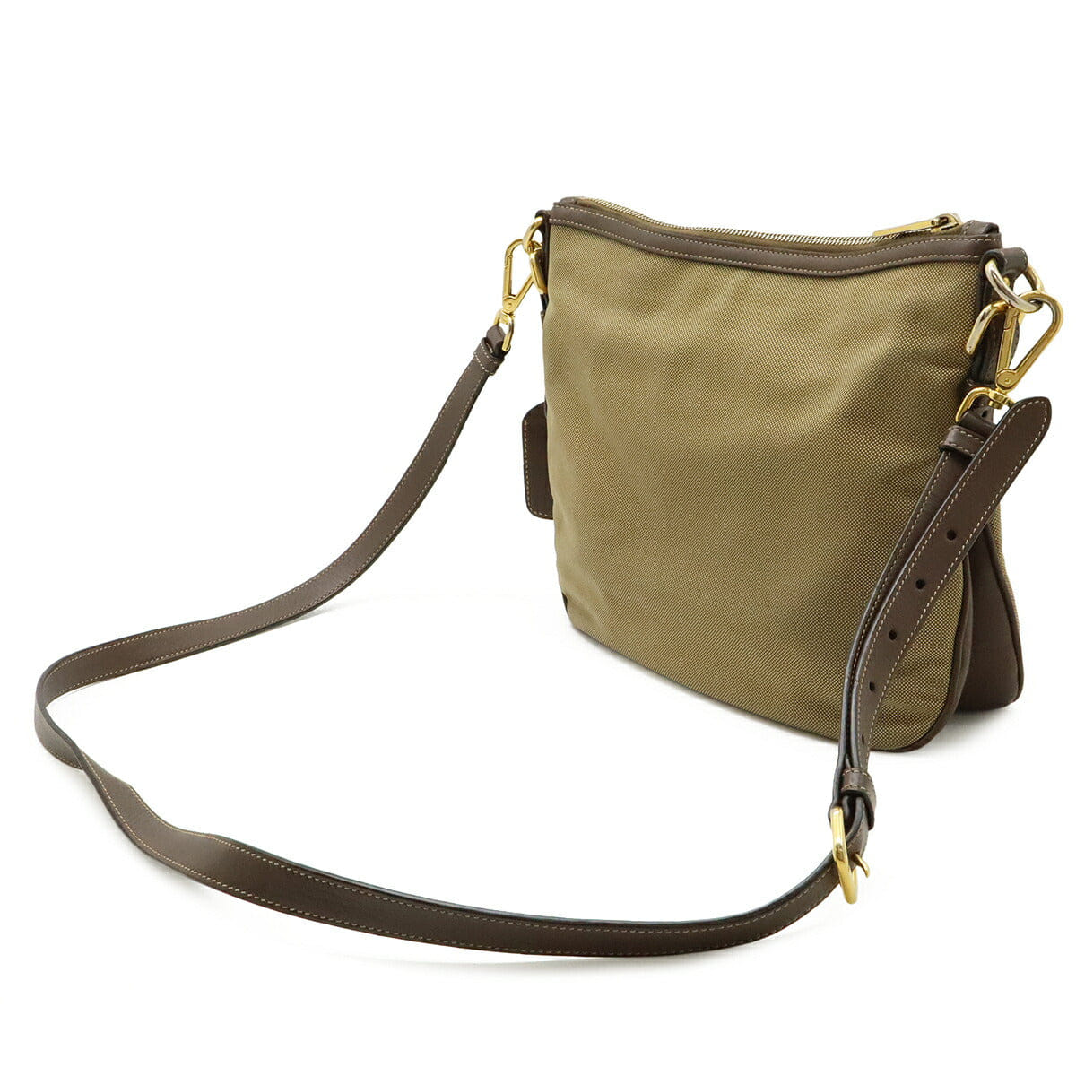 Prada Logo Jacquard Canvas Leather Shoulder Bag