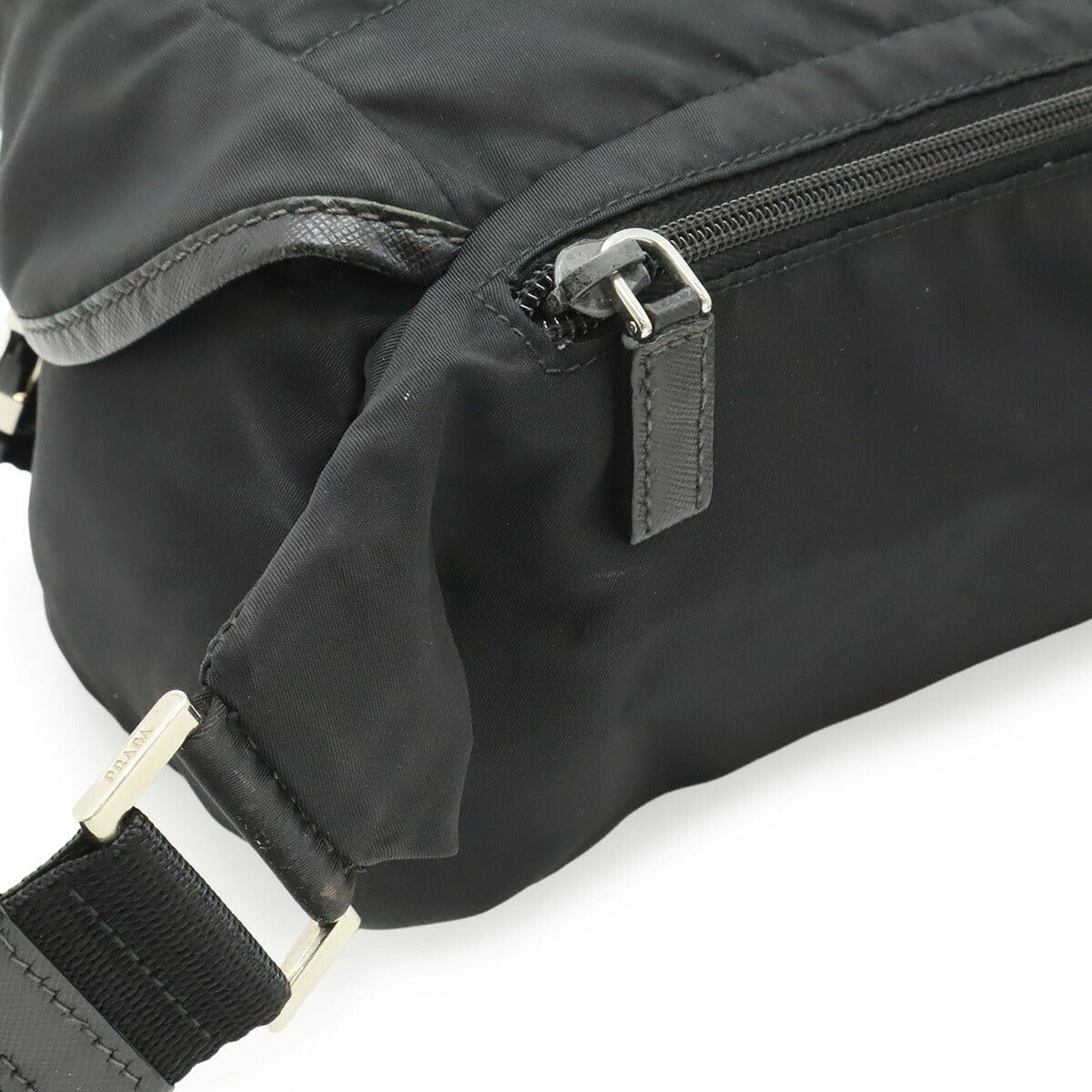 Prada Triangle Logo Nylon Leather Body Bag