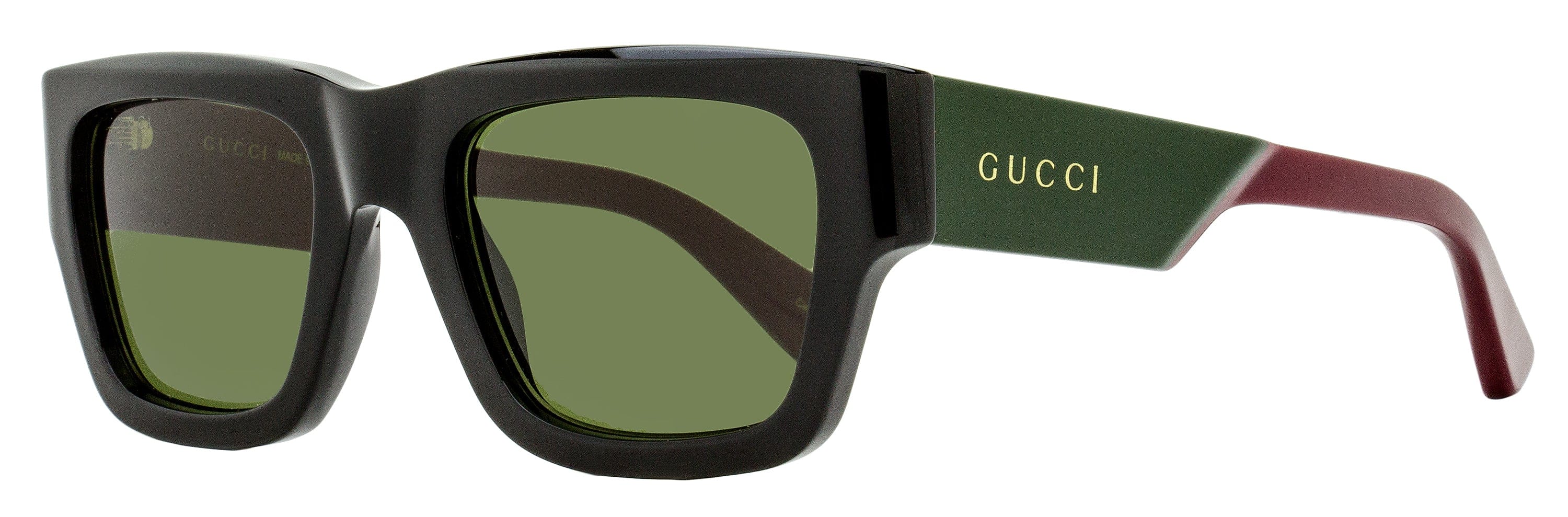 Gucci Bilayer Rectangular Sunglasses GG1668S 003 Black/Green/Red 52 mm