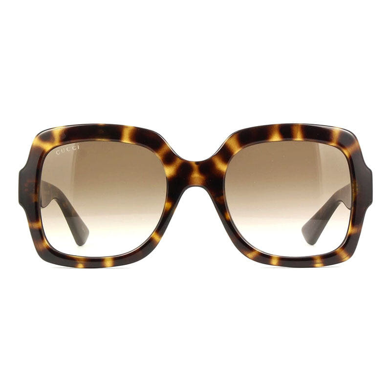 Gucci Sunglasses Square Full Rim, Dark Havana Frame and Gradient Brown Lens GG1337S003