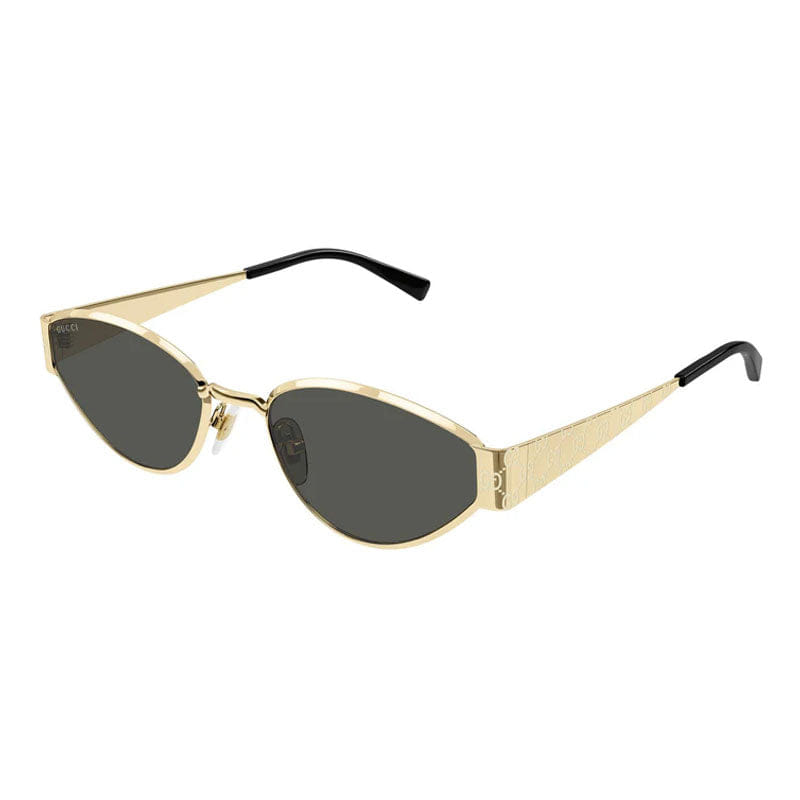 Gucci Sunglasses Oval Full Rim, Gold Frame And Grey Lens Gg1853S001