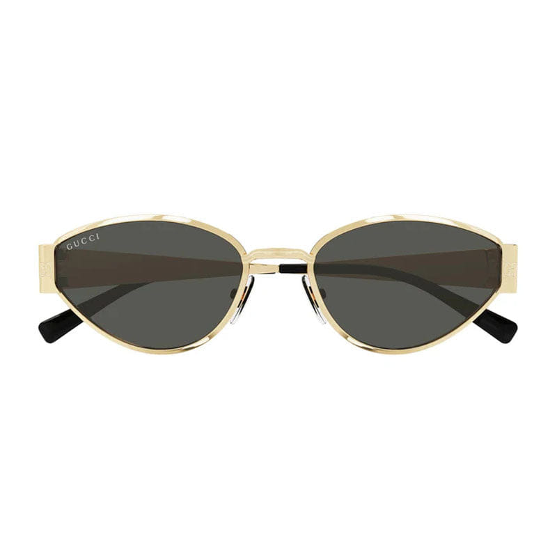 Gucci Sunglasses Oval Full Rim, Gold Frame And Grey Lens Gg1853S001