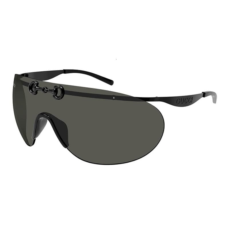 Gucci Sunglasses Shield Rimless, Black Frame And Grey Lens Gg1656S001