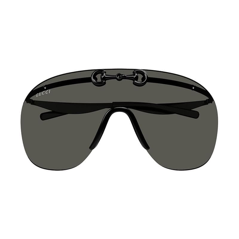 Gucci Sunglasses Shield Rimless, Black Frame And Grey Lens Gg1656S001