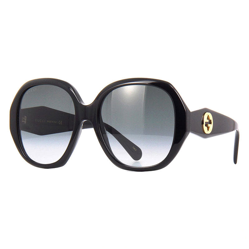 Gucci Sunglasses Butterfly Full Rim, Black Frame and Grey Lens GG0796S001