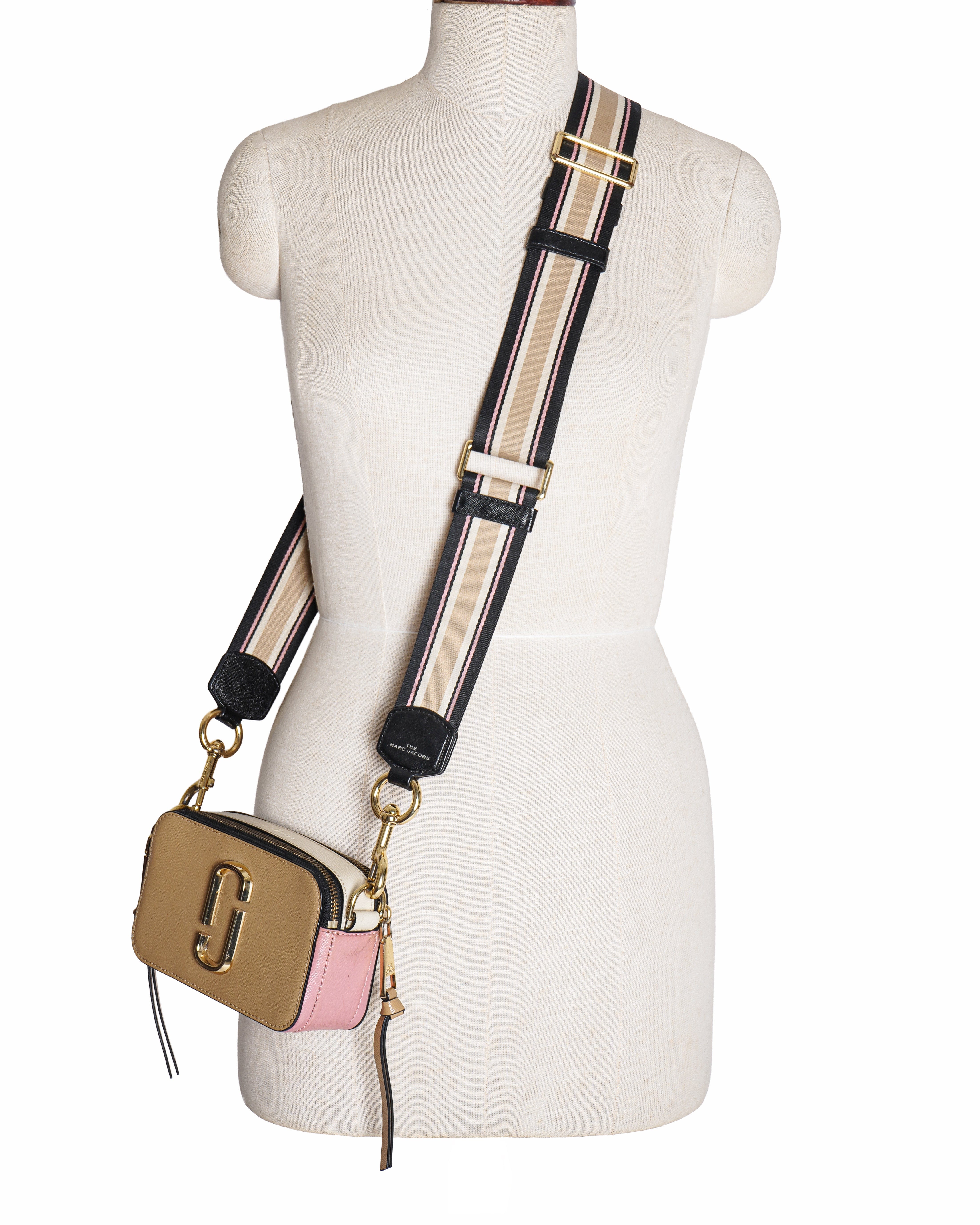 Marc Jacobs Tan & Pink The Snapshot Crossbody Bag