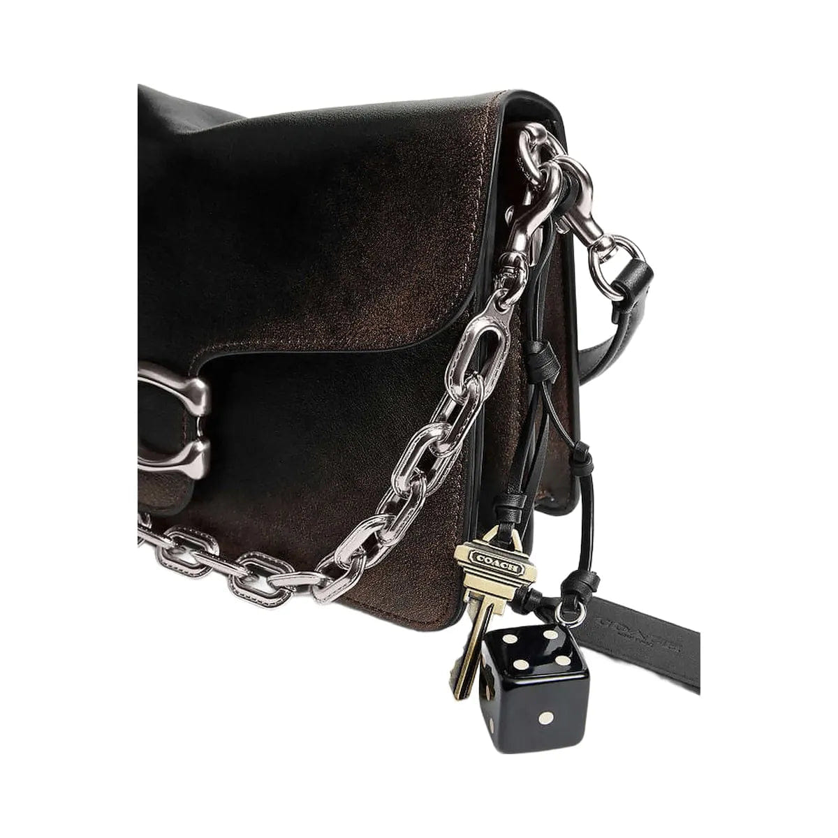 Coach Chain Tabby Shoulder Bag In Loved Leather Loved Leather - Silver - Black Brown