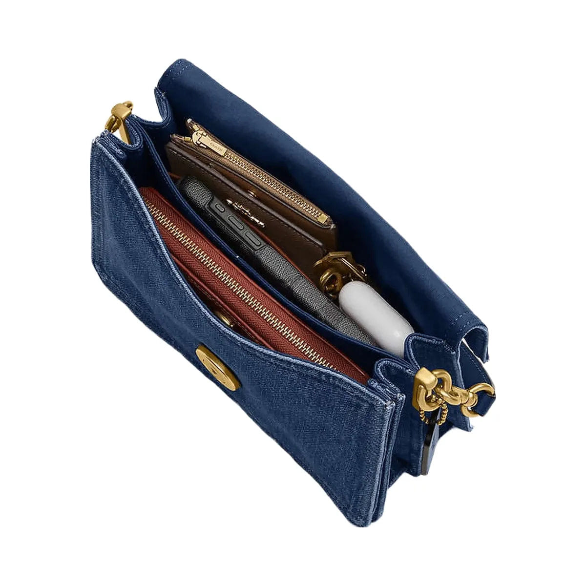 Coach Chain Tabby Shoulder Bag Denim - Brass - Deep Blue