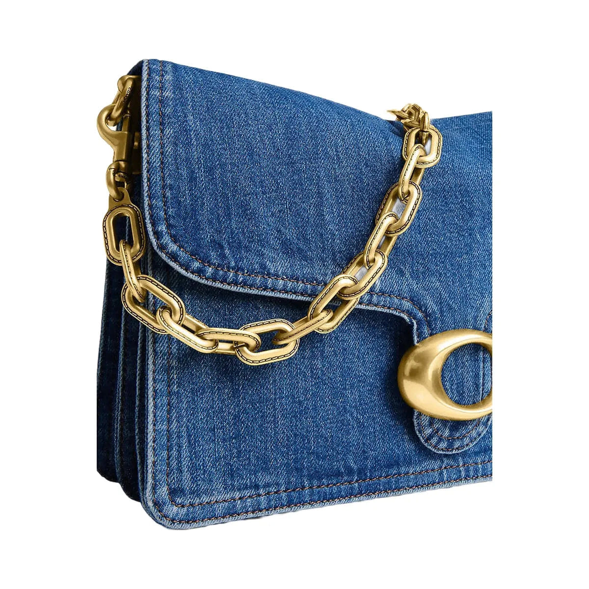 Coach Chain Tabby Shoulder Bag 30 Denim - Brass - Deep Blue