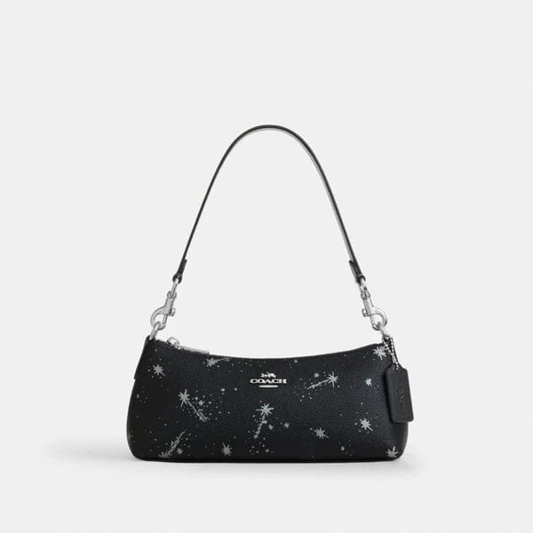 Coach Charlotte Shoulder Bag With Star Print Silver Black Multi